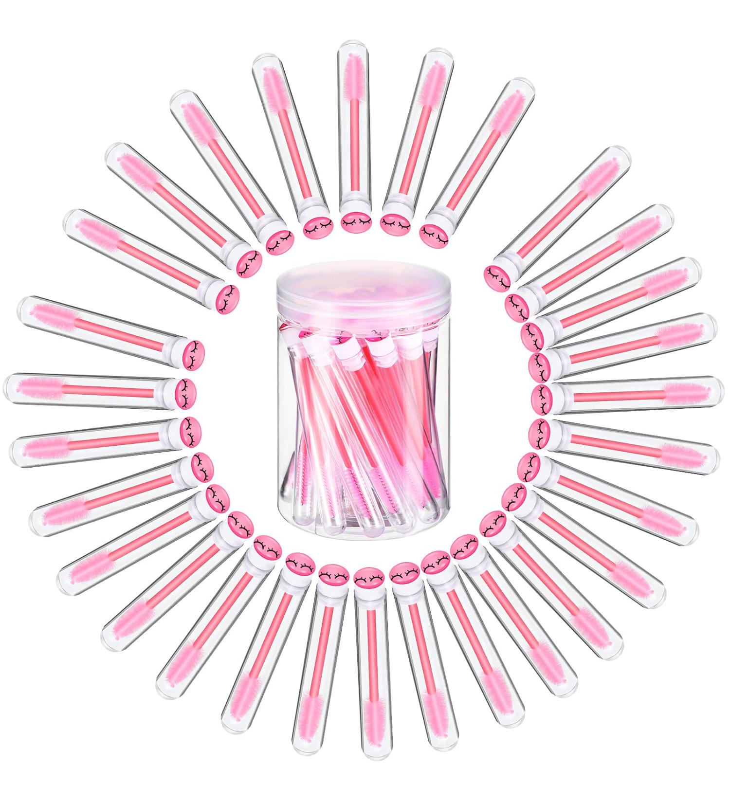 30 Pack Disposable Eyebrow Brushes with Tubes | Pink Mascara Wand Brushes & Diamond Eyelash Tubes for Women & Girls Makeup - Buy Online on GoSupps.com
