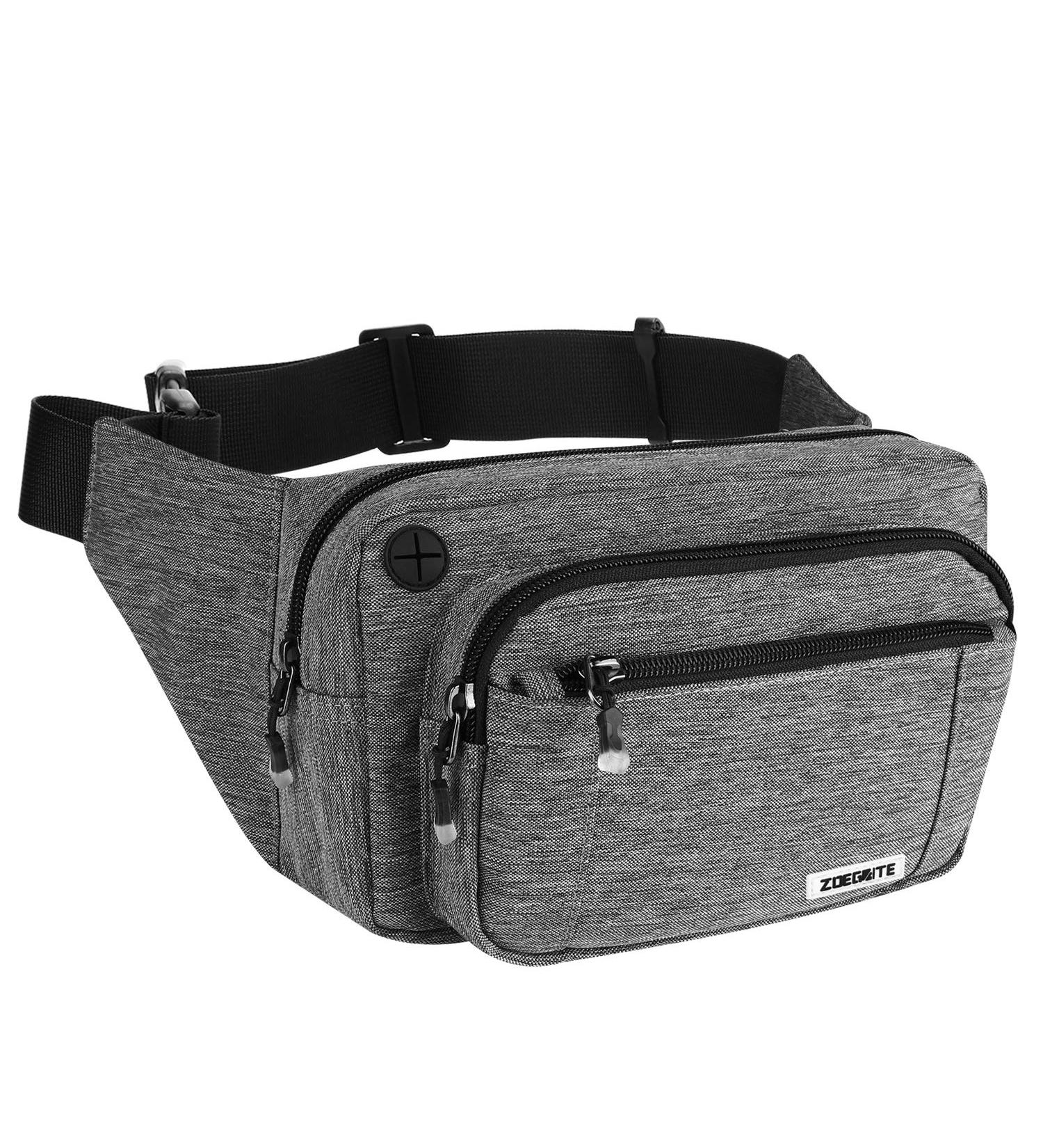 Speedsporting Water-Repellent Belt Pocket Bunkbag - Unisex Hip Bag for Hiking Gray (Model 3) - Durable Zippered Outdoor Gear - Buy Online on GoSupps.com