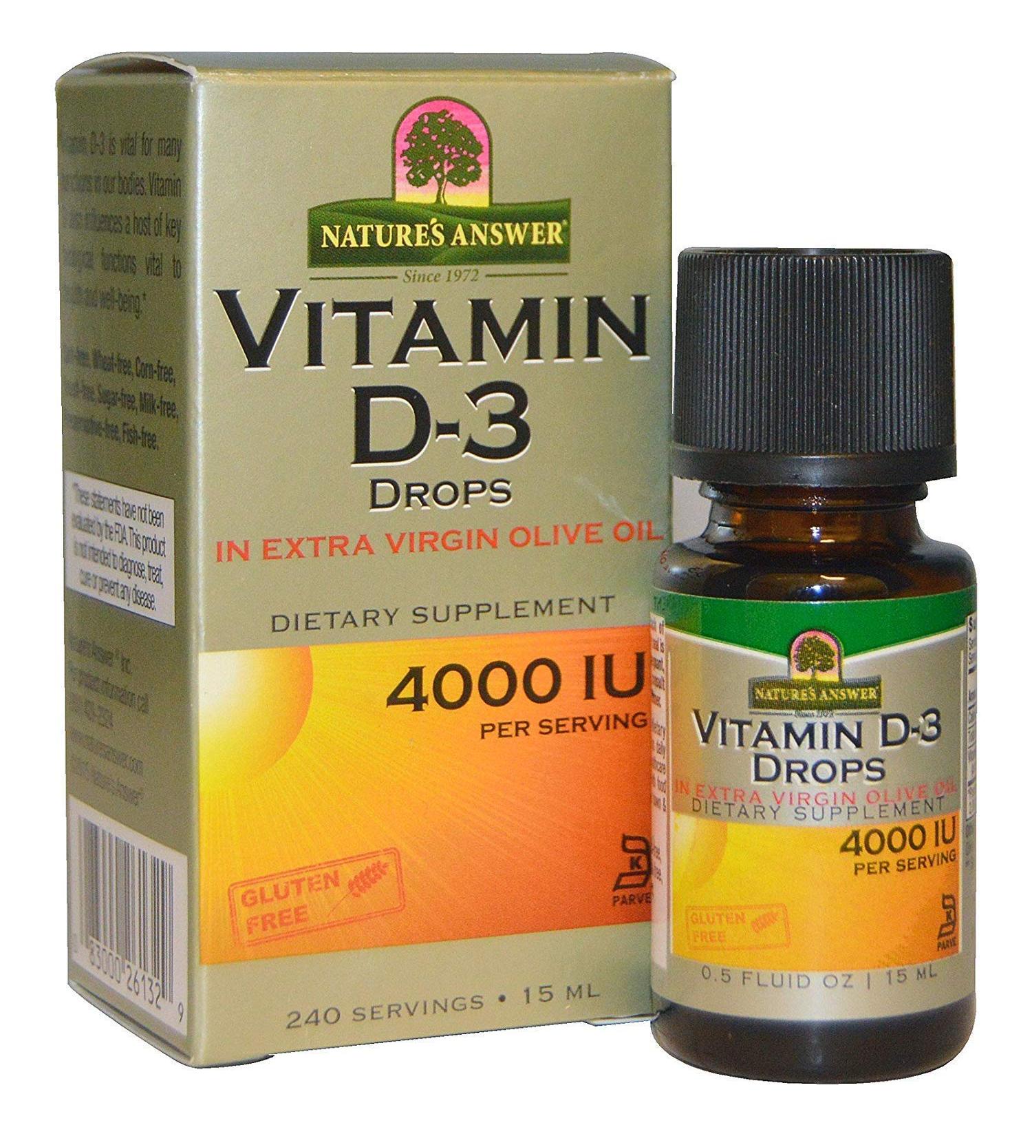 Nature's Answer Vitamin D-3 Drops 4000 IU 0.5 fl oz (15 ml)