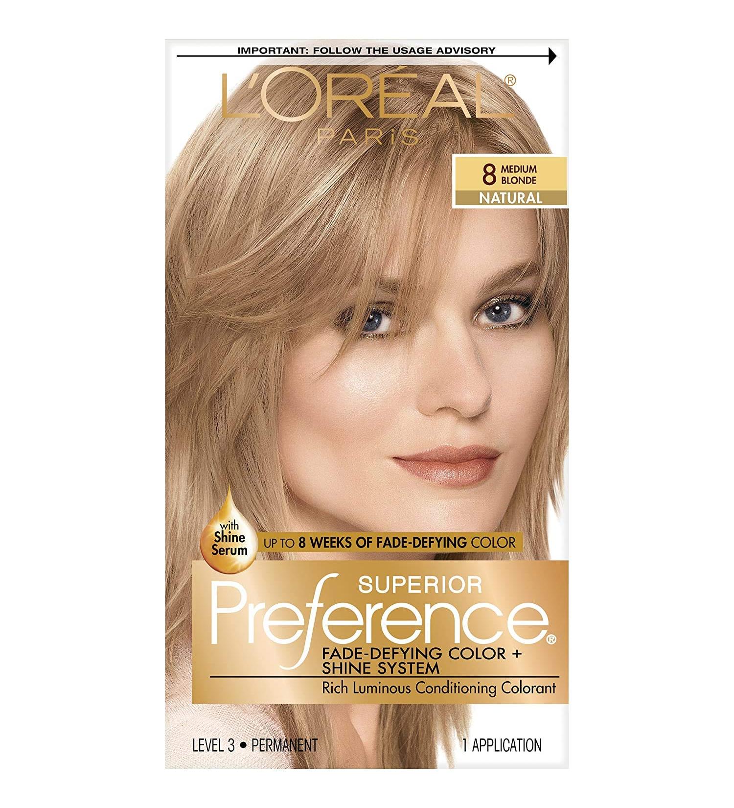 L'Oreal Superior Preference Fade-Defying Color + Shine System - Natural 8 Medium Blonde | 1 Application - Buy Online on GoSupps.com