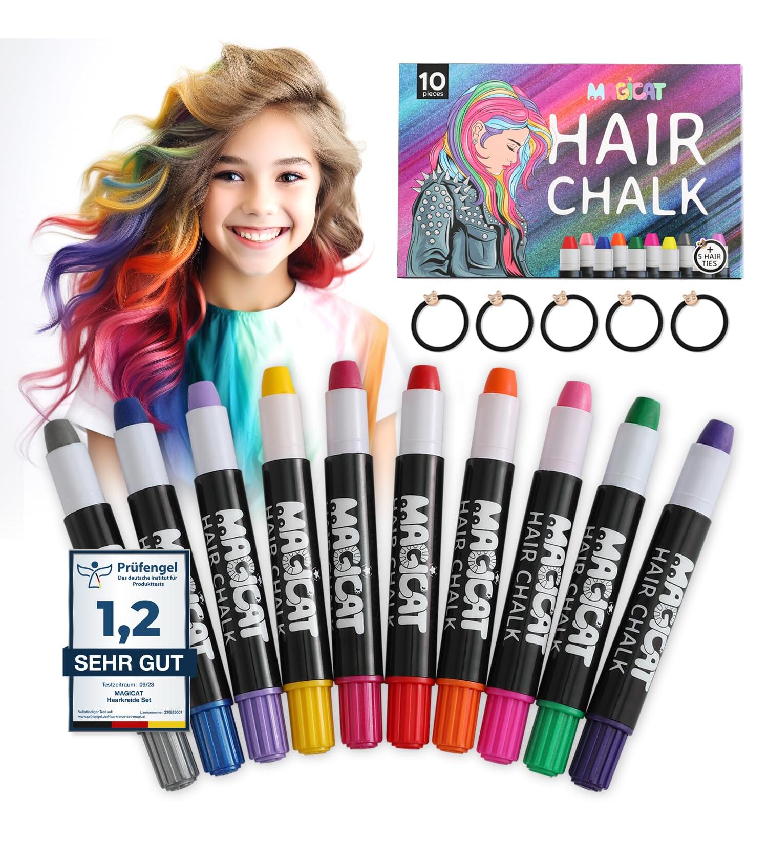 Magicat Premium Hair Cover for Girls | 10 Colors & 5 Hair Ties | Washable Non-Toxic & Fun | Ideal for Creative Play | Grade 1.2 Certified - Buy Online on GoSupps.com