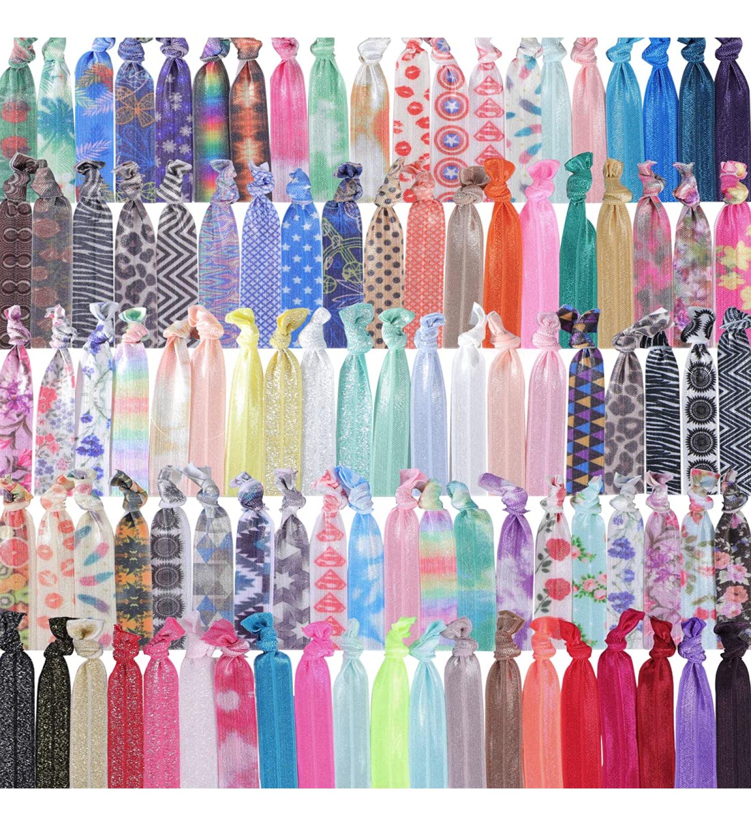 Beauty Wig World 100PCS Elastic Hair Ties - Printed Patterns & Multi-Colors Hair Bands for Women & Girls - Buy Online on GoSupps.com
