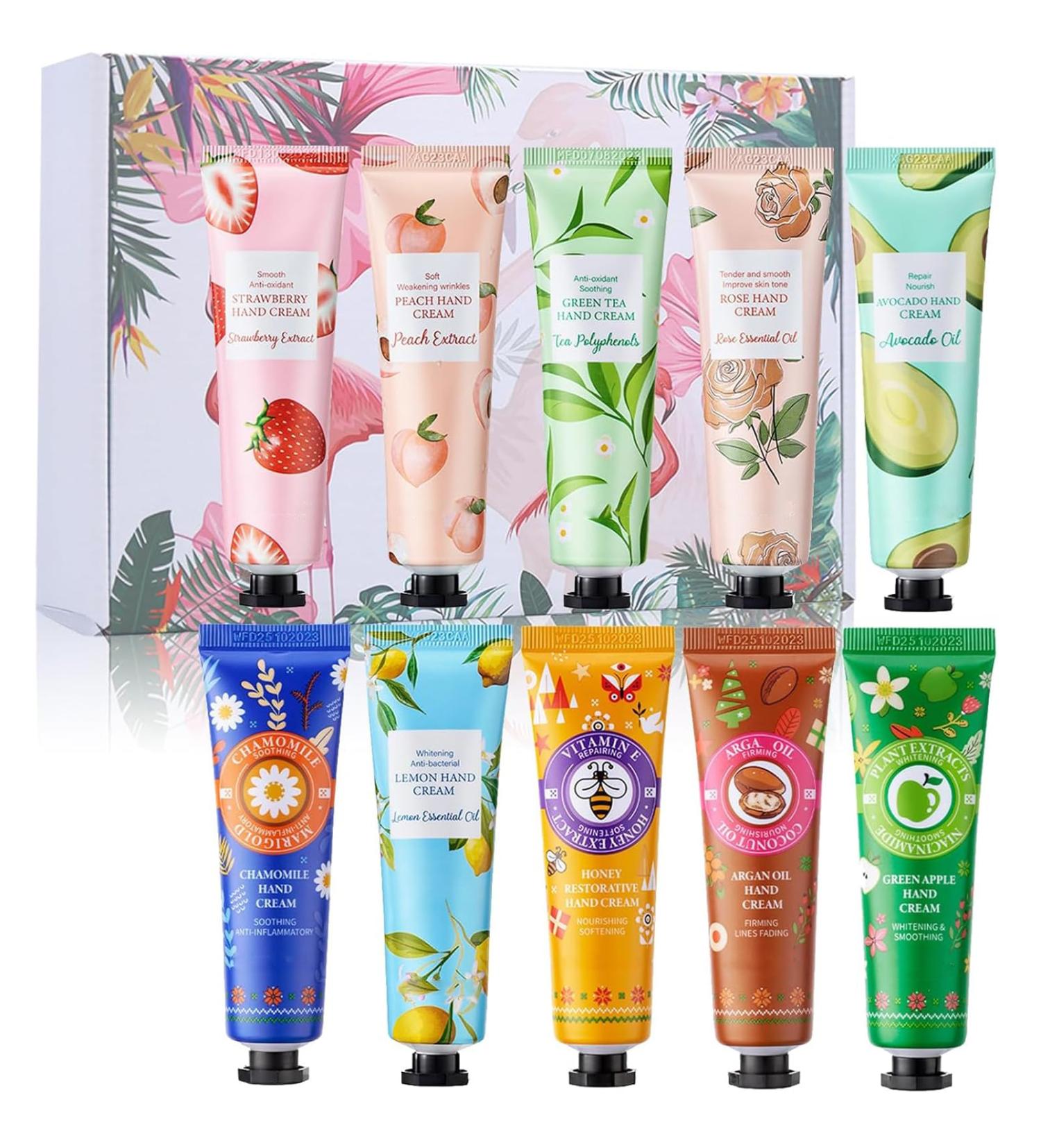 Coffret cadeau de 10 cr mes pour les mains tr s s ches cr me hydratante naturelle extraite non grasse cr me pour les mains pour voyage cadeaux pour femme cadeaux de No l et d'anniversaire - Buy Online on GoSupps.com