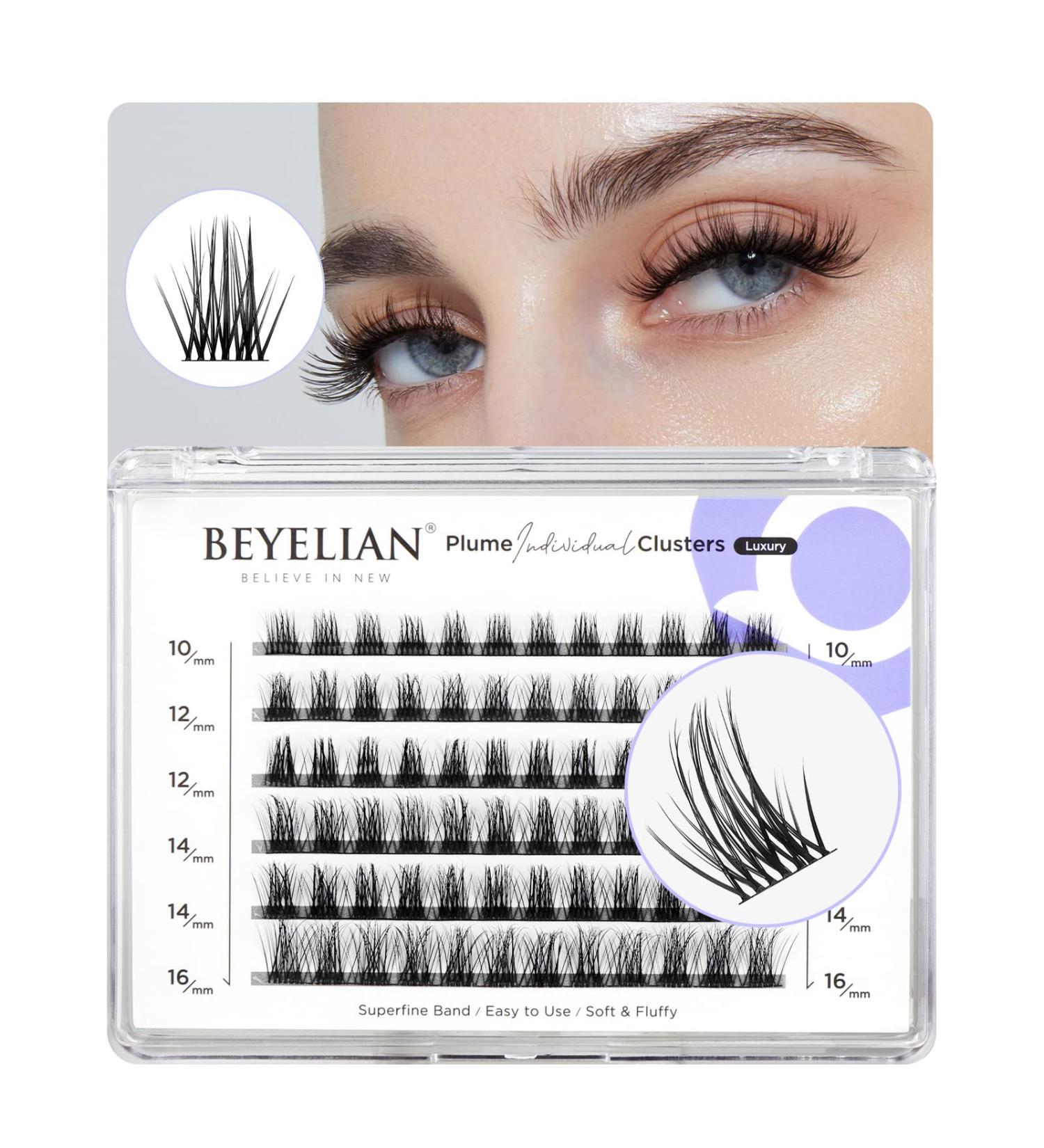 Beyelian C Curl Cluster Eyelashes | 72 PCs 0.07mm DIY Individual Lashes | Mixed Length 10-16mm | Luxury Black Band Extensions - Buy Online on GoSupps.com