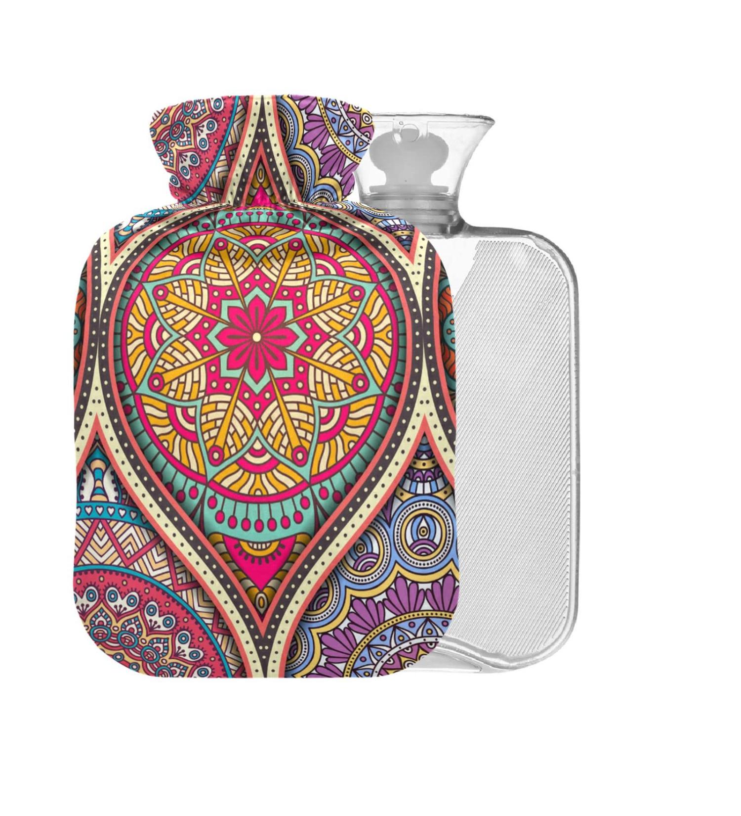 Mandala Vintage Hot Water Bottle with Cover - 1L Pain Relief & Therapy Bag BPA-Free Ideal for Back Pain & Hot/Cold Use - International Shipping Available - Buy Online on GoSupps.com