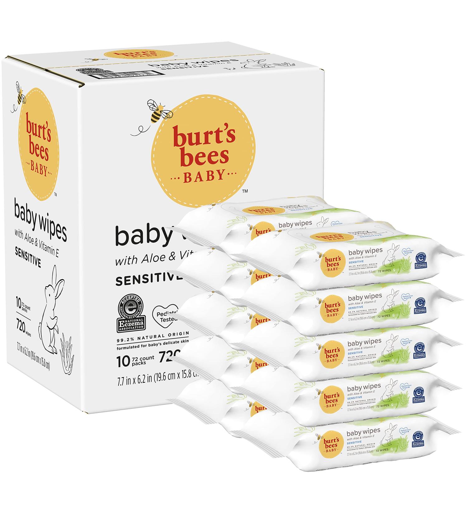 Burt's Bees Unscented Baby Wipes - 720 Count Pack, Hypoallergenic & All Natural with Aloe & Vitamin E - Fragrance Free Towelettes for Sensitive Skin - Buy Online on GoSupps.com
