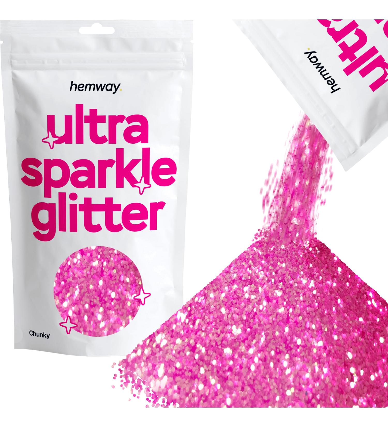 Hemway Chunky Glitter Baby Pink 100g | Ultra-Sparkle Cosmetic Safe Iridescent Glitter 0.6mm for Crafting & DIY - Buy Online on GoSupps.com