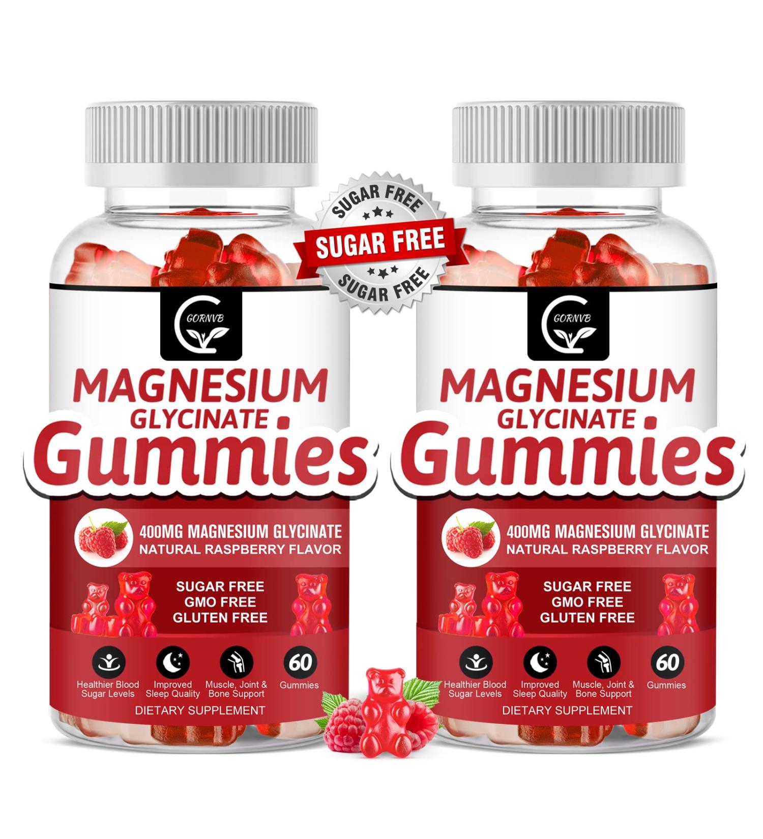 Magnesium Glycinate & L-Threonate Gummies - 400mg & 200mg - Potassium Complex with VitD, B6, CoQ10 - Memory, Calm Mood & Sleep Support - 120 Raspberry Gummies - Buy Online on GoSupps.com