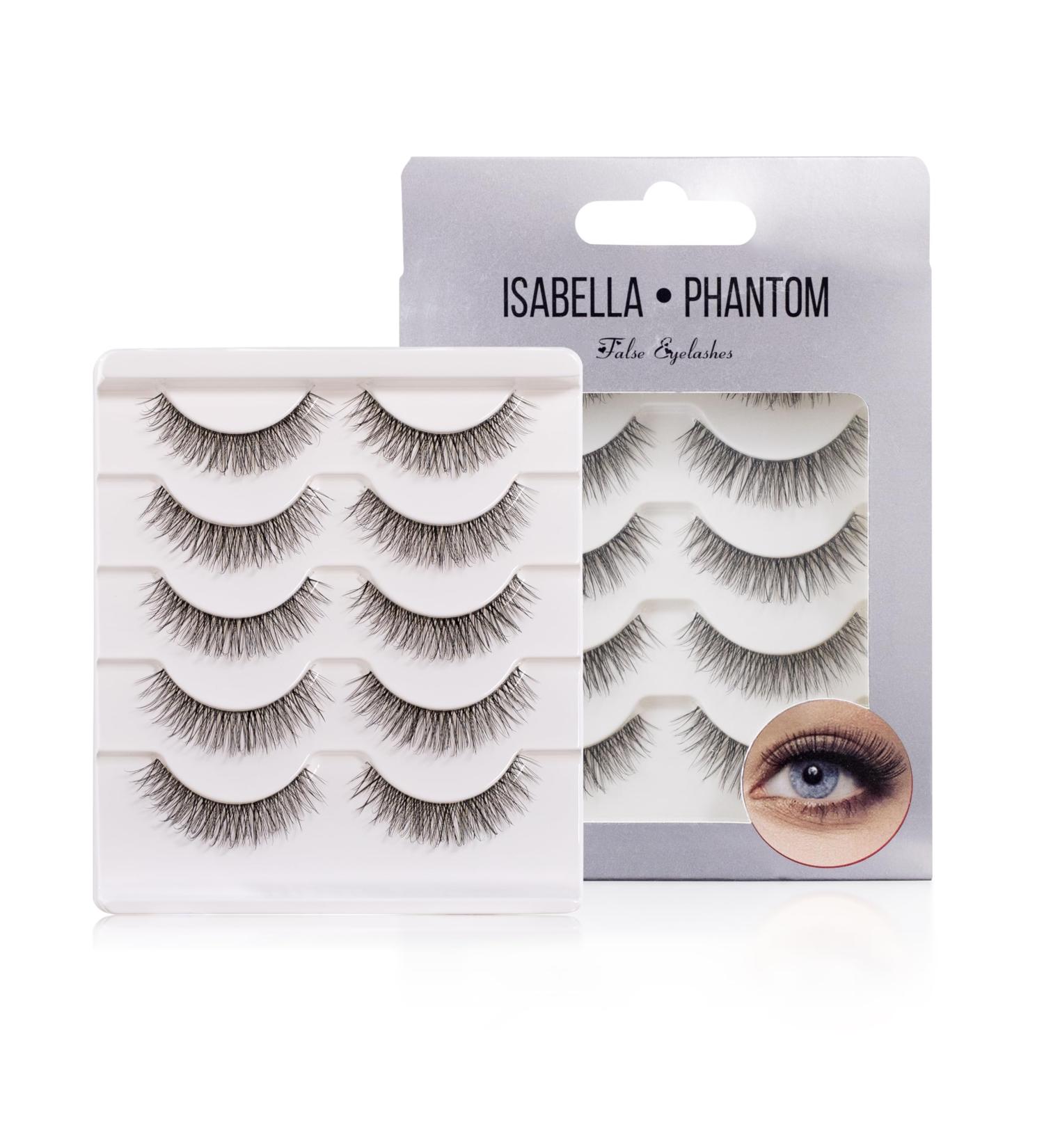 Buy 5 Pairs of Lightweight 11mm False Eyelashes - Natural Wispy Mink Lashes | Long Lasting & Easy to Remove by Isabella Phantom - Buy Online on GoSupps.com