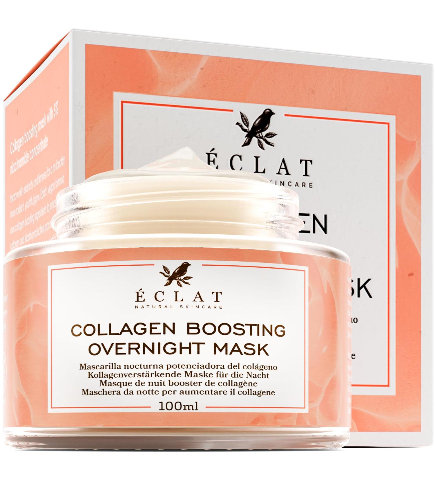 Eclat Skincare Collagen Boosting Overnight Mask - Anti Aging, Plumping, Reduces Wrinkles - Hyaluronic Acid & Niacinamide - Vegan - 3.4 oz - Buy Online on GoSupps.com