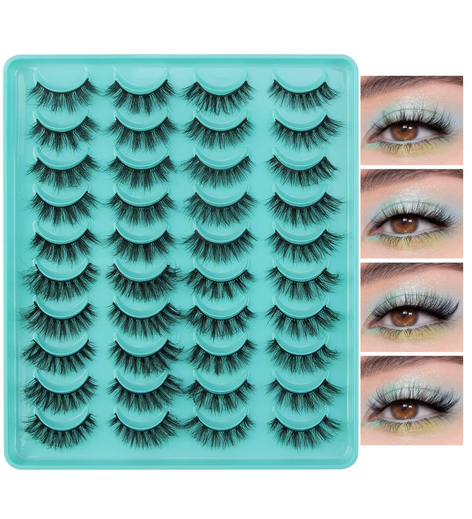 20 Pairs Magefy Handmade Faux Mink Eyelashes - Natural Look, 4 Styles, Fluffy False Lashes Pack - Green - Buy Online on GoSupps.com