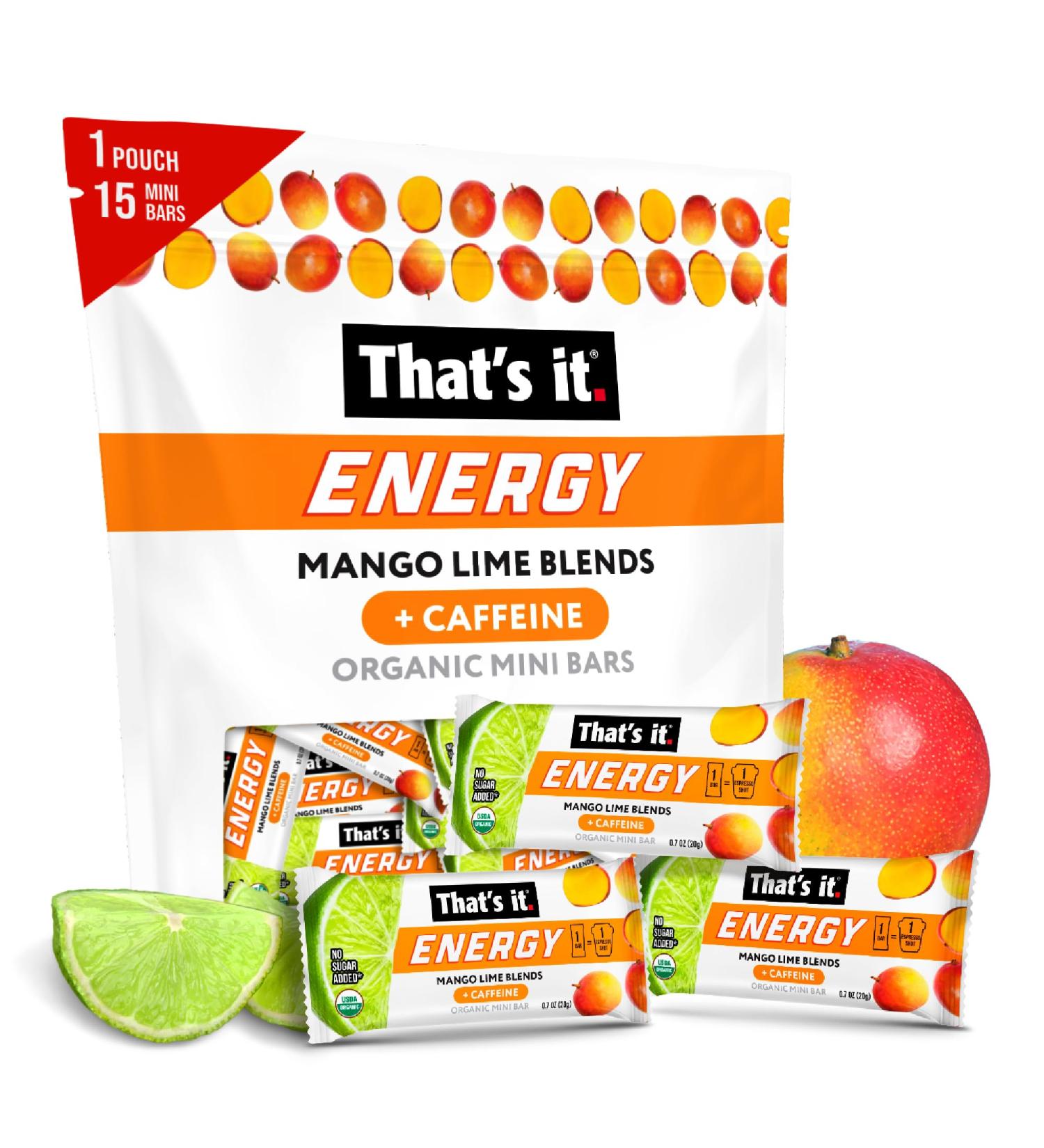Buy That's It. Mango Lime Caffeine Energy Mini Bars | Allergy-Friendly Nut Free Non-GMO Gluten & Fat Free Snacks 15 Count - Buy Online on GoSupps.com