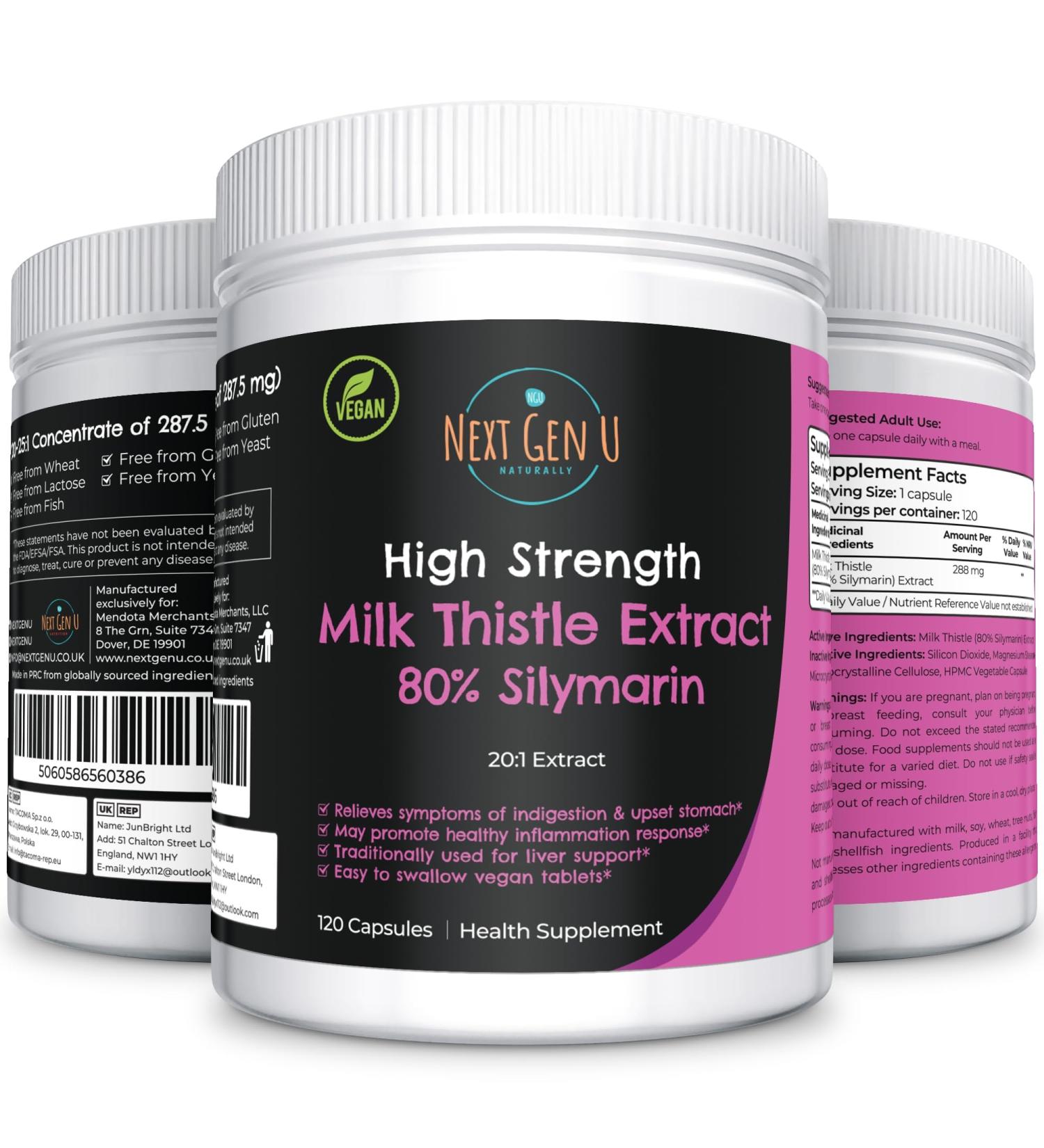 Premium Milk Thistle 7000mg - 80% Silymarin - 120 Vegan Capsules | Liver Health Supplement - Buy Online on GoSupps.com