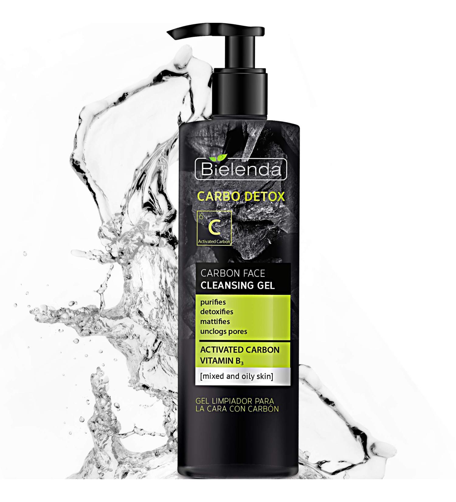 Bielenda Carbo Detox - Purifies With Detoxifying Effect - Removes Make-Up And Excess Sebum - Mattifies And Refreshes The Skin - Carbo Detox Carbon Face Cleansing Gel For Mixed And Oily Skin - 195g - Buy Online on GoSupps.com