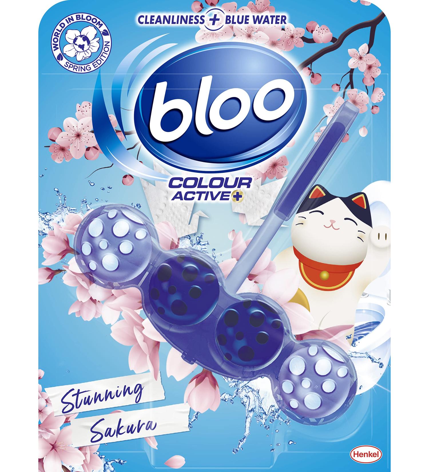 Bloo Limited Edition Sakura Blue Toilet Rim Block with Anti-Limescale Cleaning Foam - 1 Pack - Buy Online on GoSupps.com