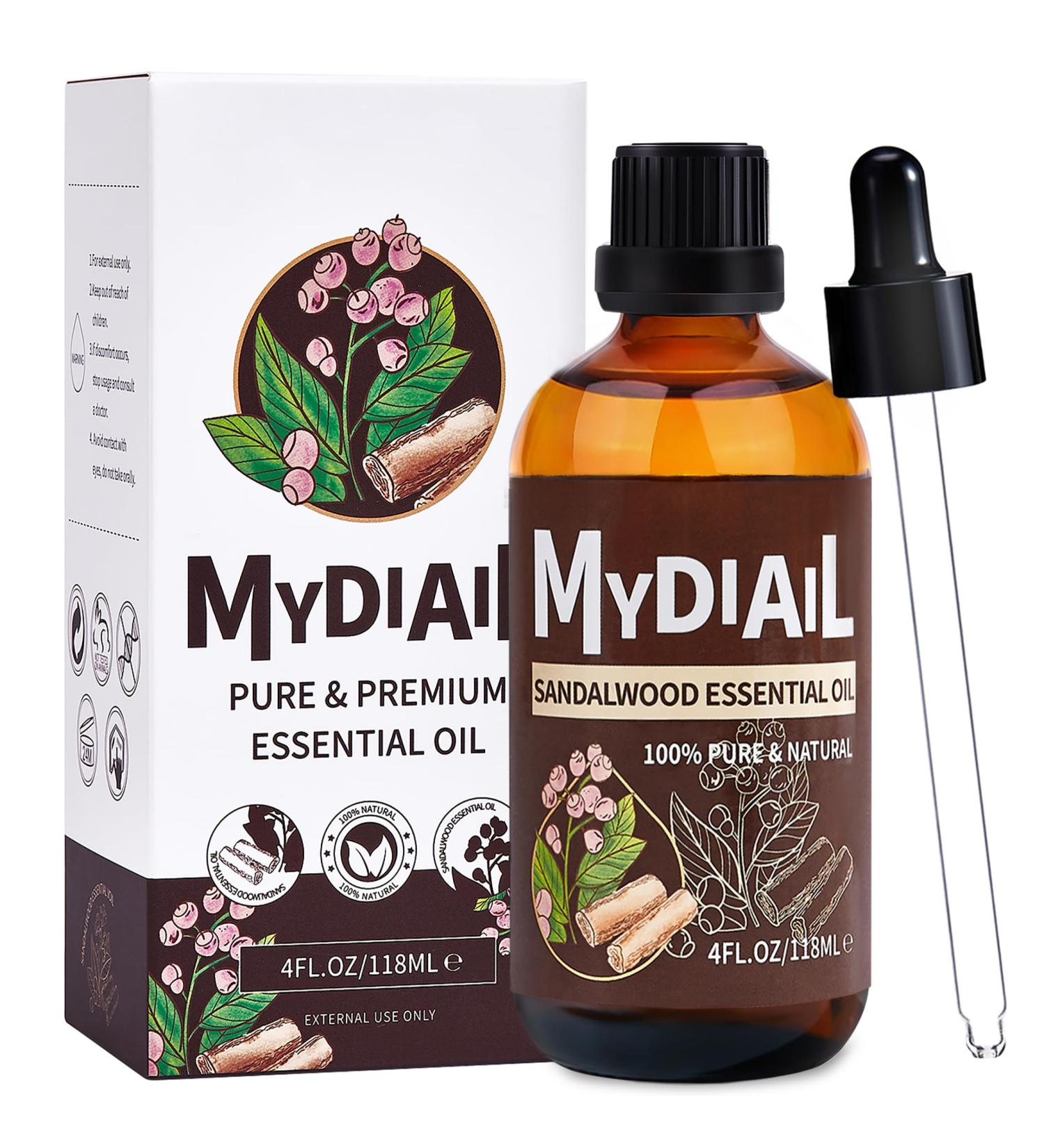 Pure Sandalwood Essential Oil - 118ML | Aromatherapy Skin Care Massage & Candle Making - Best Relaxation Oil with Dropper - Buy Online on GoSupps.com