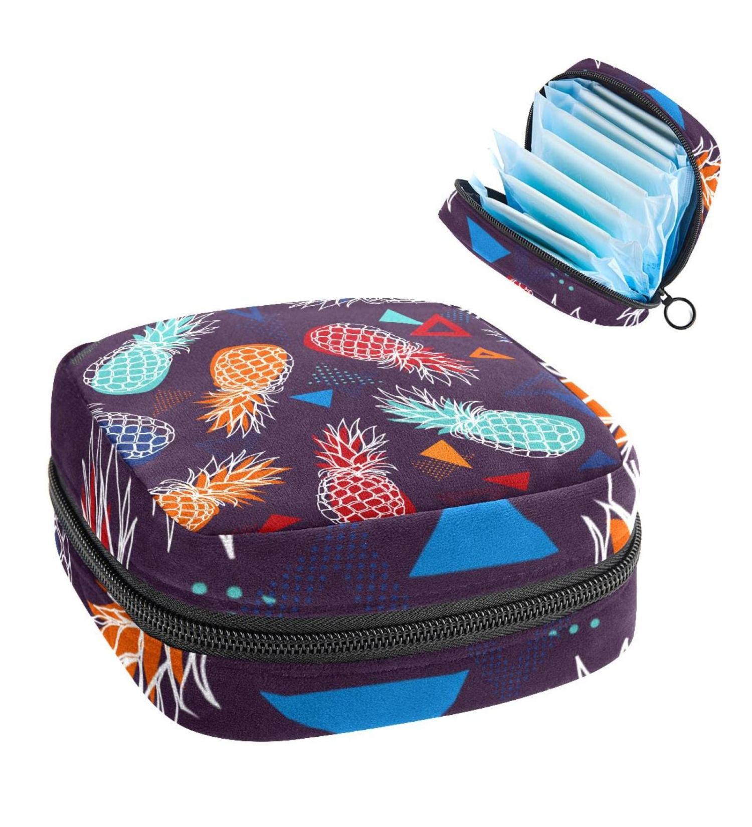 Portable Women's Bonds Still Pad Holder - Red Blue Orange Pineapple Triangle | Stylish Period Kit & Feminine Product Bag - Buy Online on GoSupps.com