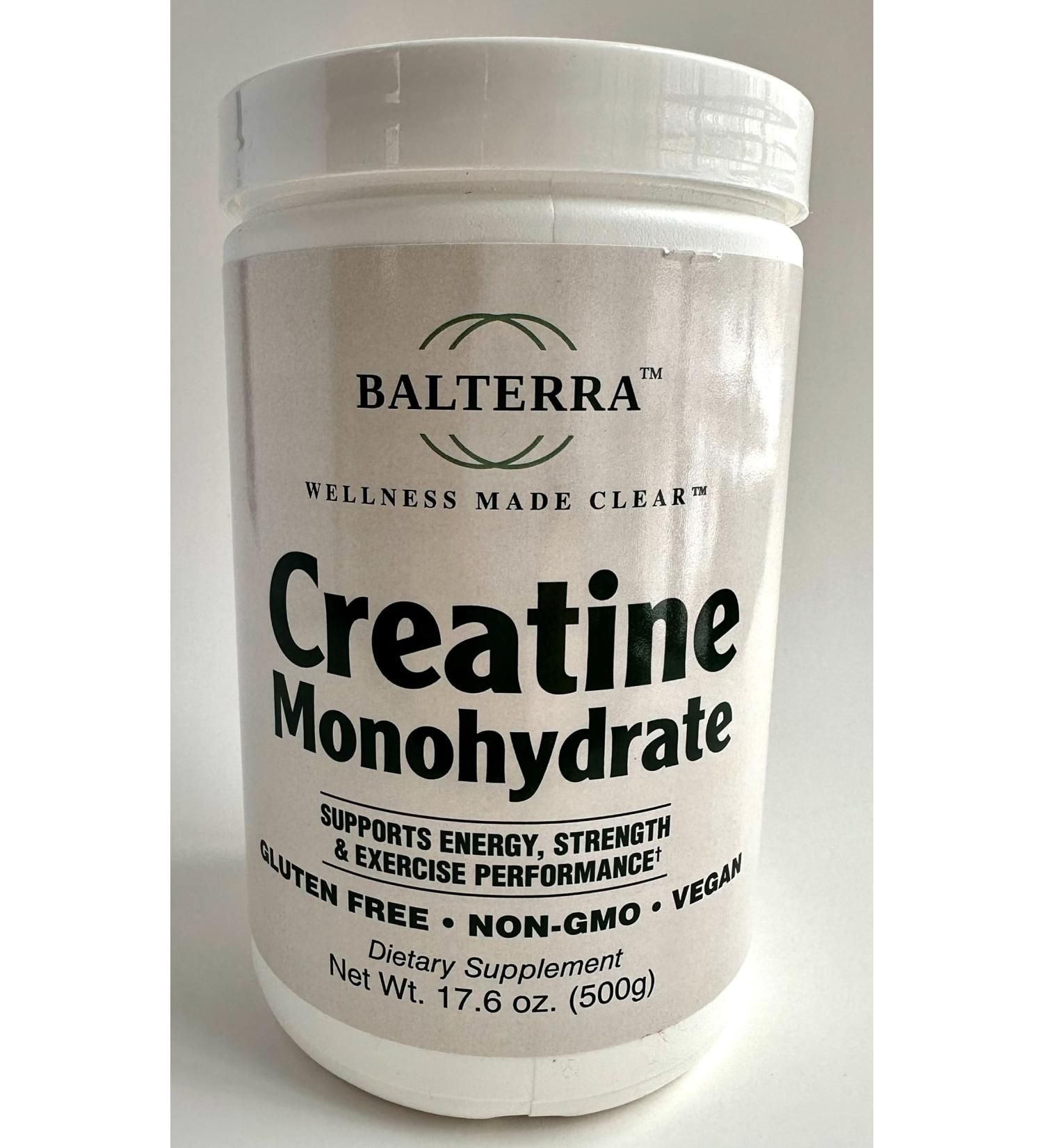 Wellness Made Clear Creatine Monohydrate by Balterra Muscle Strength & Recovery Supplement Unflavored Powder 5 g per Serving 100 Servings (500 g)