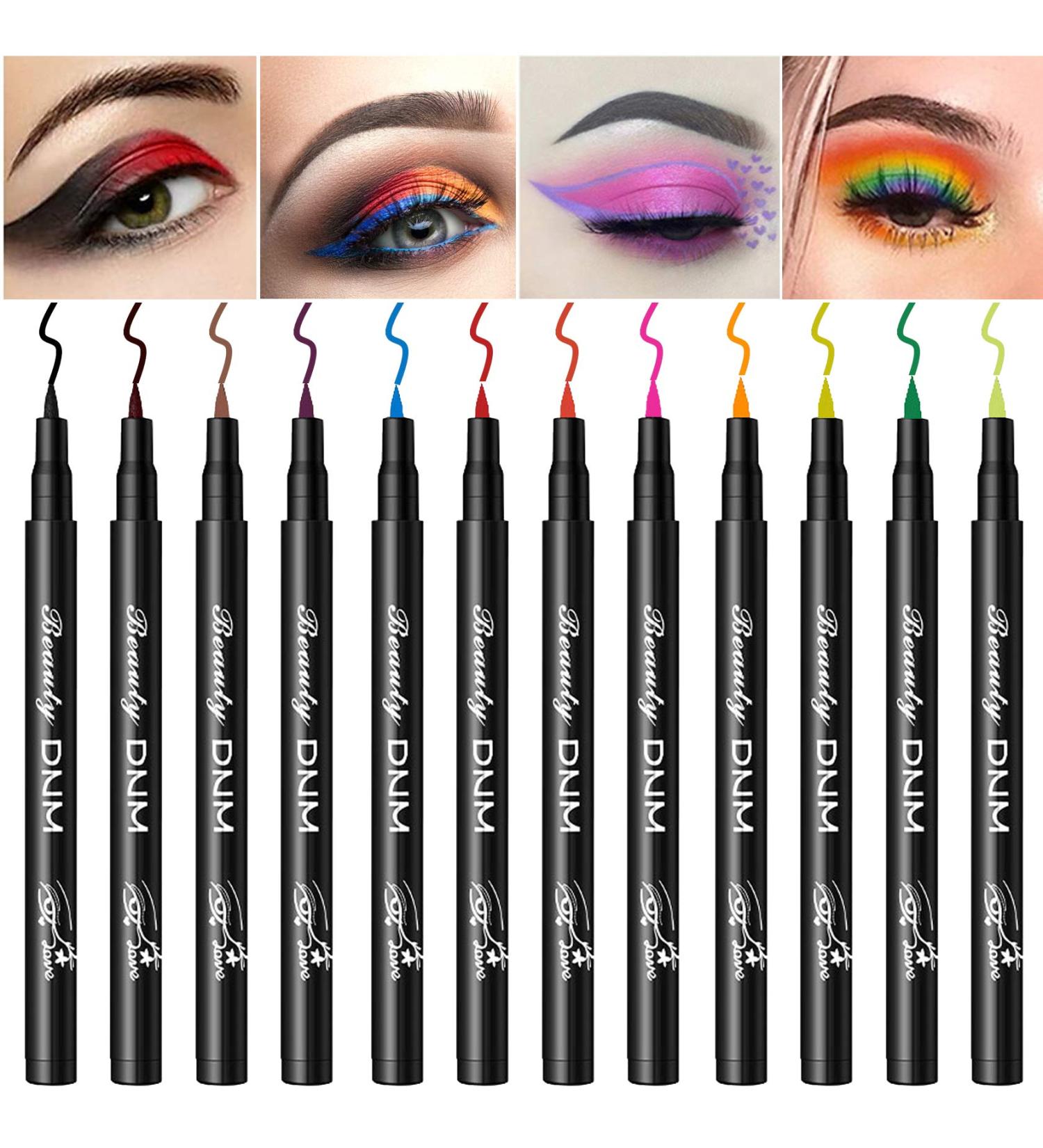 12 Colors Matte Liquid Eyeliner Set - Long Lasting Waterproof Eye Liner Pen - Colored Eyeliner Pencil for Bright and Colorful Look - Buy Online on GoSupps.com