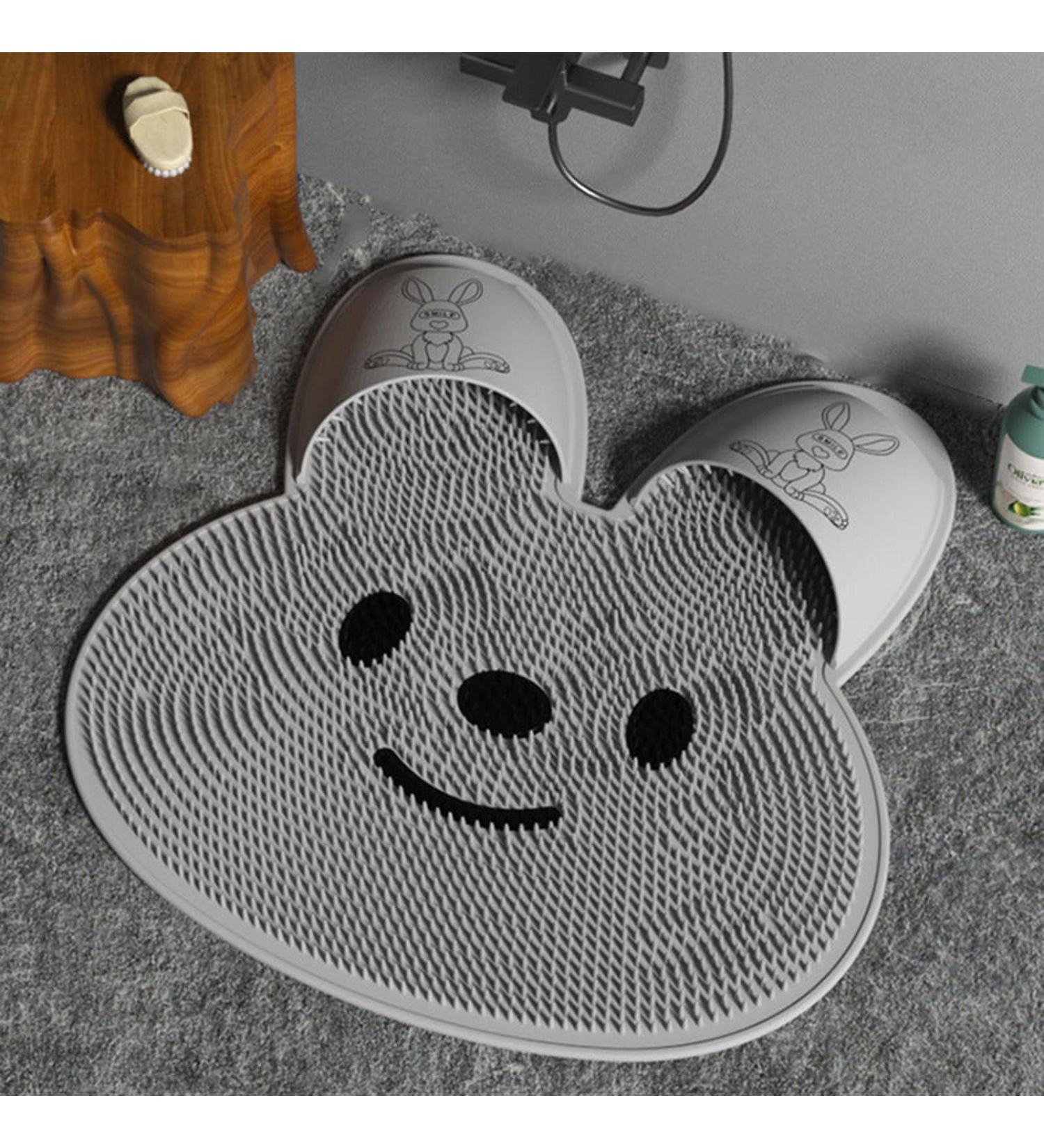 Chenri Rabbit Foot Rubbing Artifact | Silicone Shower Foot Massager & Scrubber with Non-Slip Suction Cups | Foot Care & Washing Mat (Gray) - Buy Online on GoSupps.com