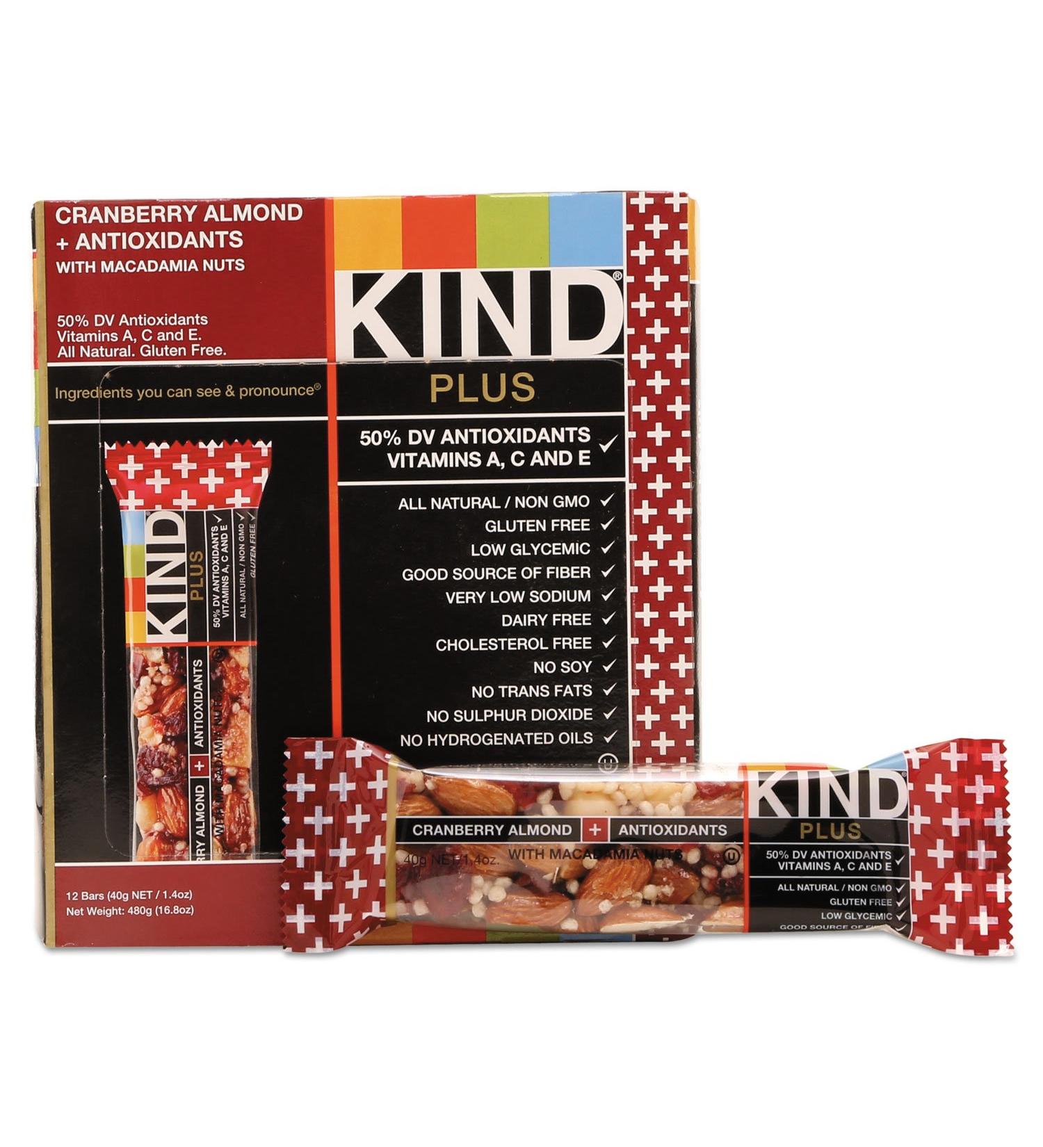 Buy KIND 17211 Plus Nutrition Boost Bar - Cranberry Almond with Antioxidants 1.4 oz 12/Box - International Shipping Available - Buy Online on GoSupps.com