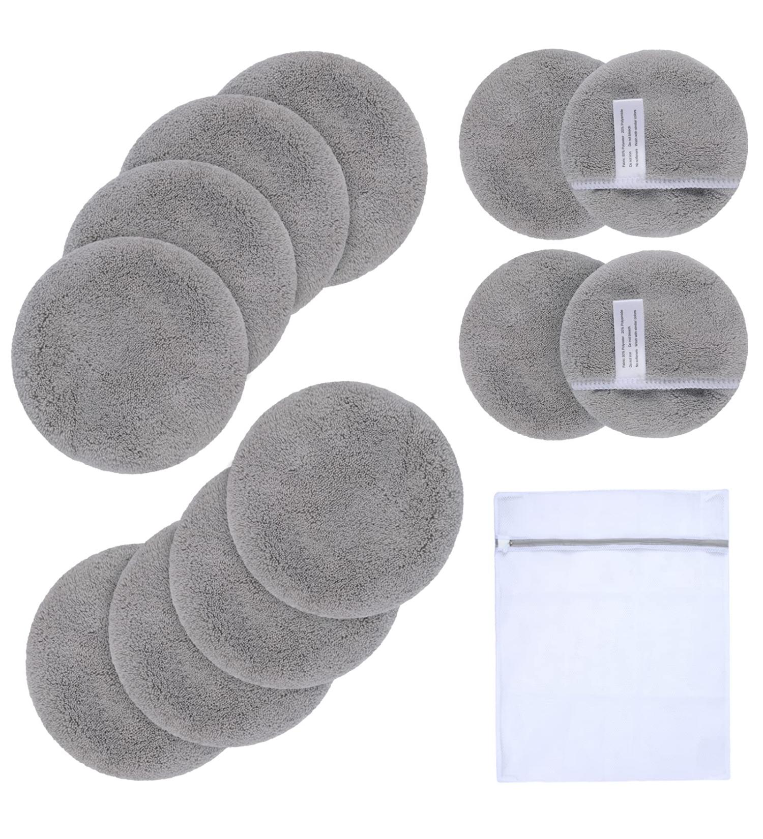 KinHwa Soft Microfiber Make-up Removal Pads - Gentle Water-Activated Cosmetic Cleansing - 12 Pack Light Gray - Buy Online on GoSupps.com