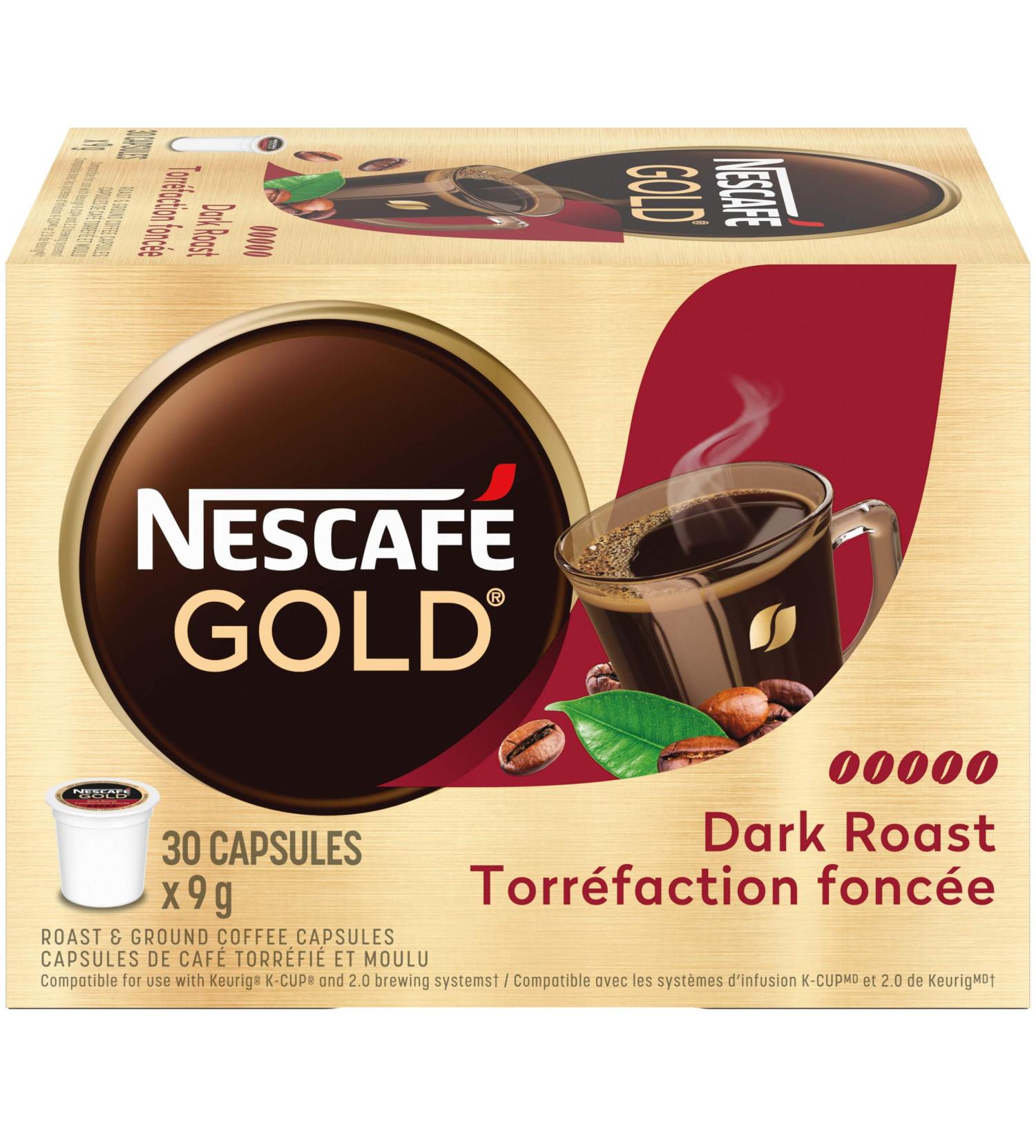 Nescafe Gold Dark Roast Roast & Ground Coffee Capsules 30x9g - Buy Online on GoSupps.com