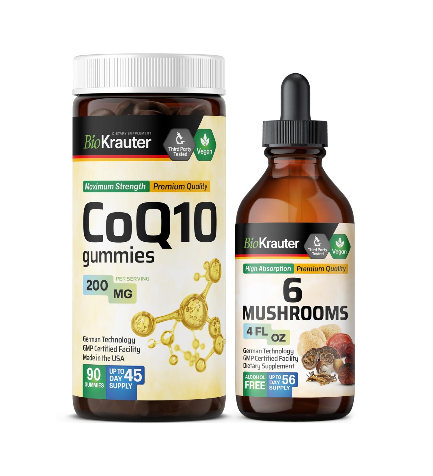 BIO KRAUTER CoQ10 90 Gummies & 6 Mushrooms Tincture 4 Fl. Oz. - Buy Online on GoSupps.com