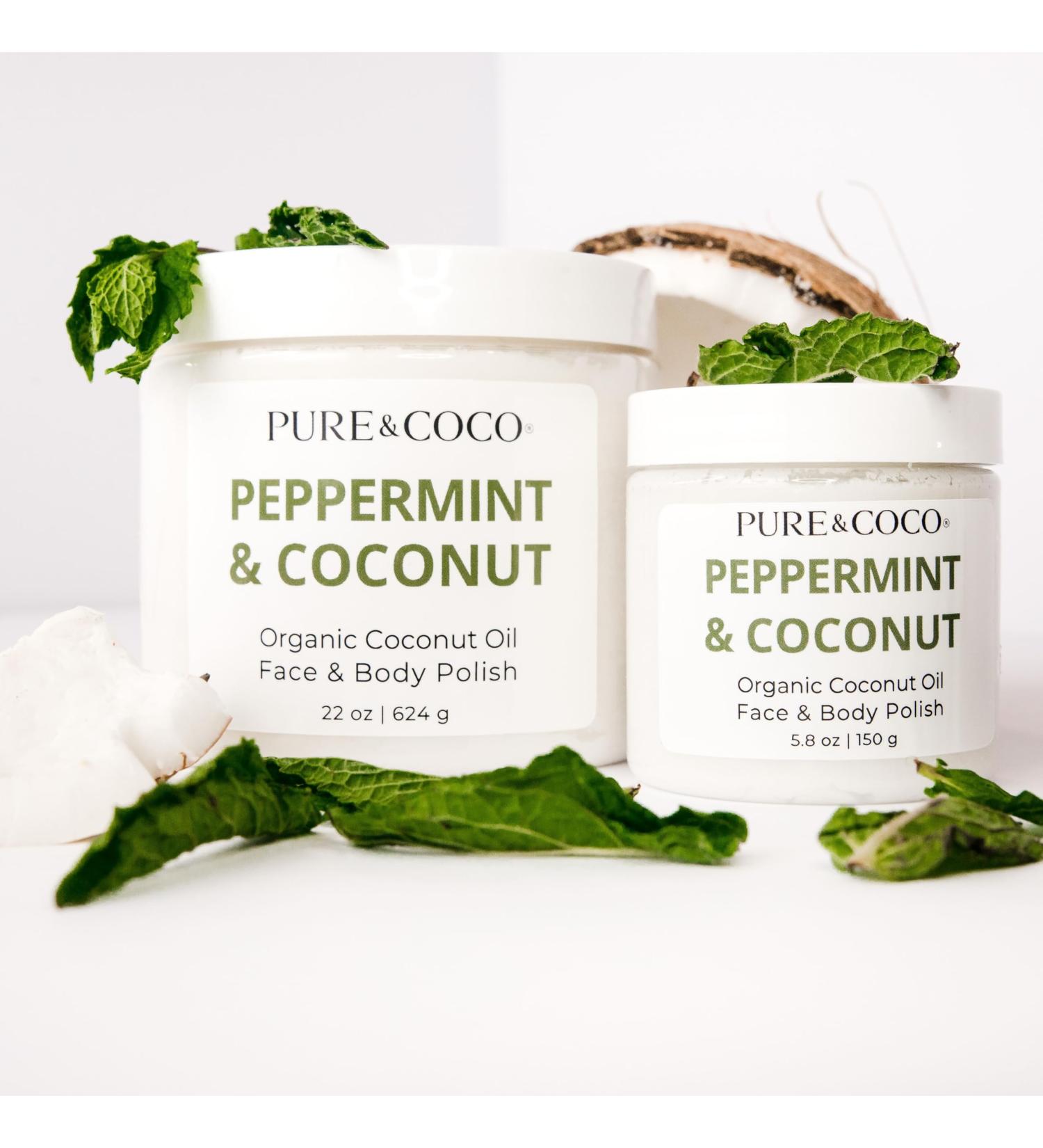Peppermint & Coconut Organic Coconut Oil Face & Body Polishes Moisturizing Oil Daily Face Scrubs Exfoliating Hydrating Body Scrubs for Dry Skin and Leg Exfoliator for A Natural Youthful Glow All Over - Buy Online on GoSupps.com