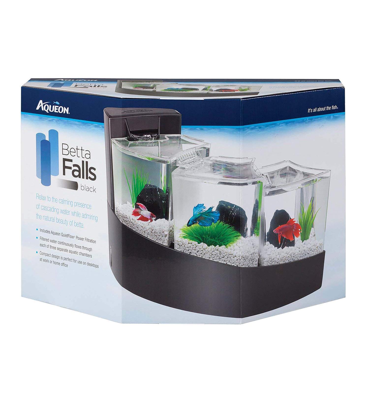 Aqueon Betta Falls Aquarium Kit with QuietFlow Filter - 3 Section Fish Tank - Buy Online on GoSupps.com