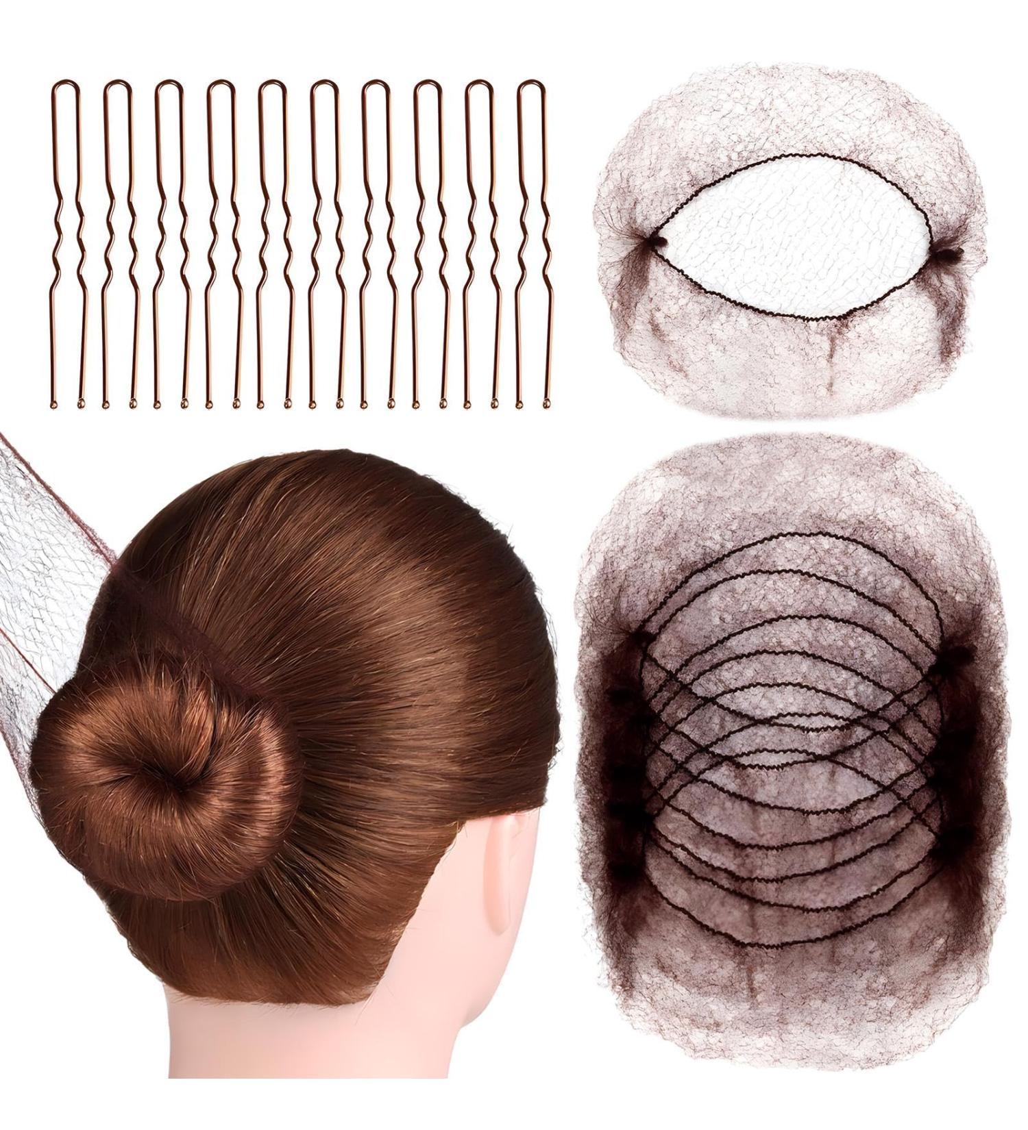 20pcs Hair Nets for Buns Invisible Hair Bun Net 50cm Elastic Hair Bands with Elastic Edge Mesh 40 Pieces U Shaped Pins Ballet Hair Net for Girls Dancers Women(brown) - Buy Online on GoSupps.com