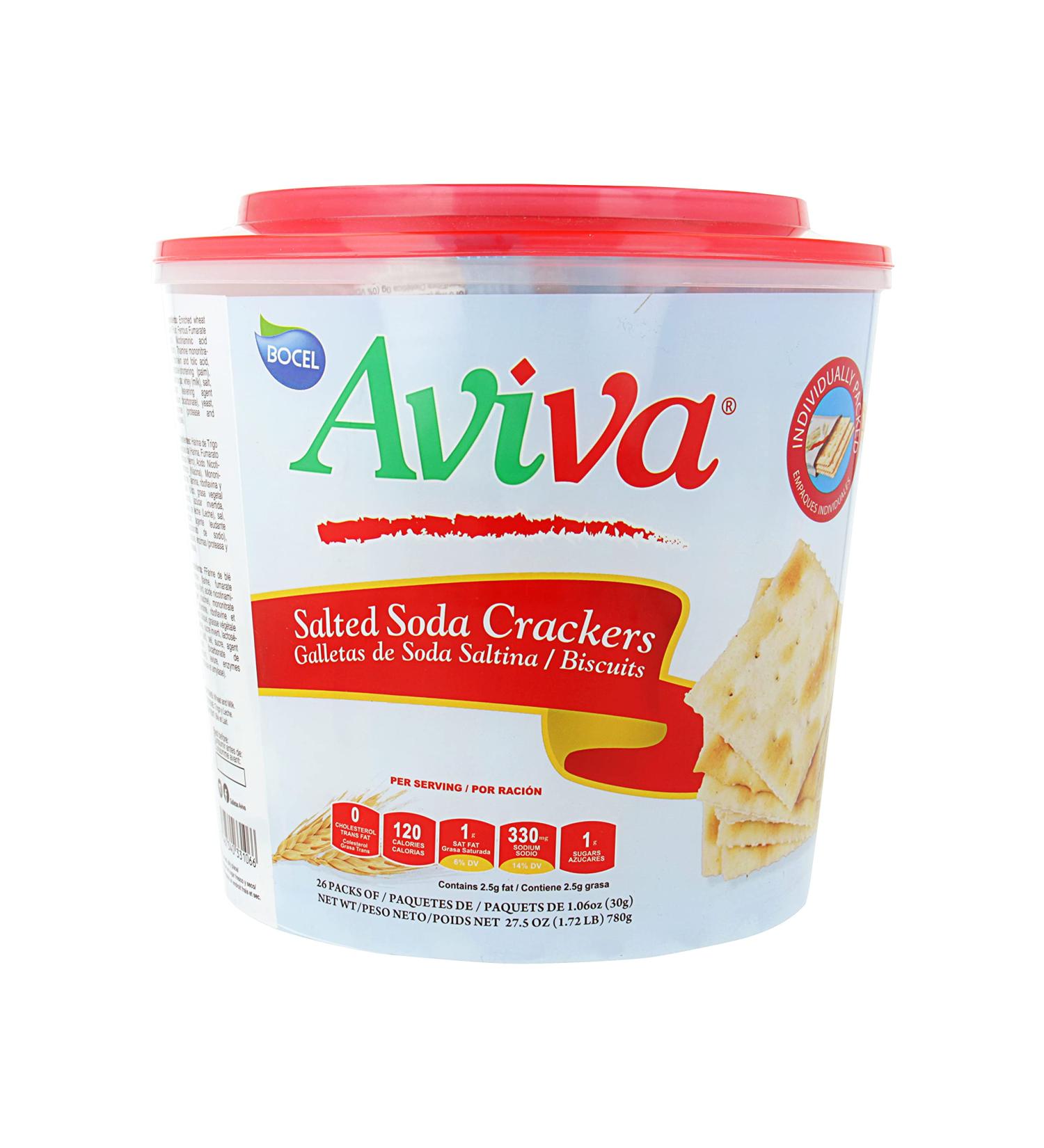 Aviva Saltines Soda Crackers Family Size - Individually Wrapped Fresh Packs - 1.06 oz - 1 Bucket - Buy Online on GoSupps.com
