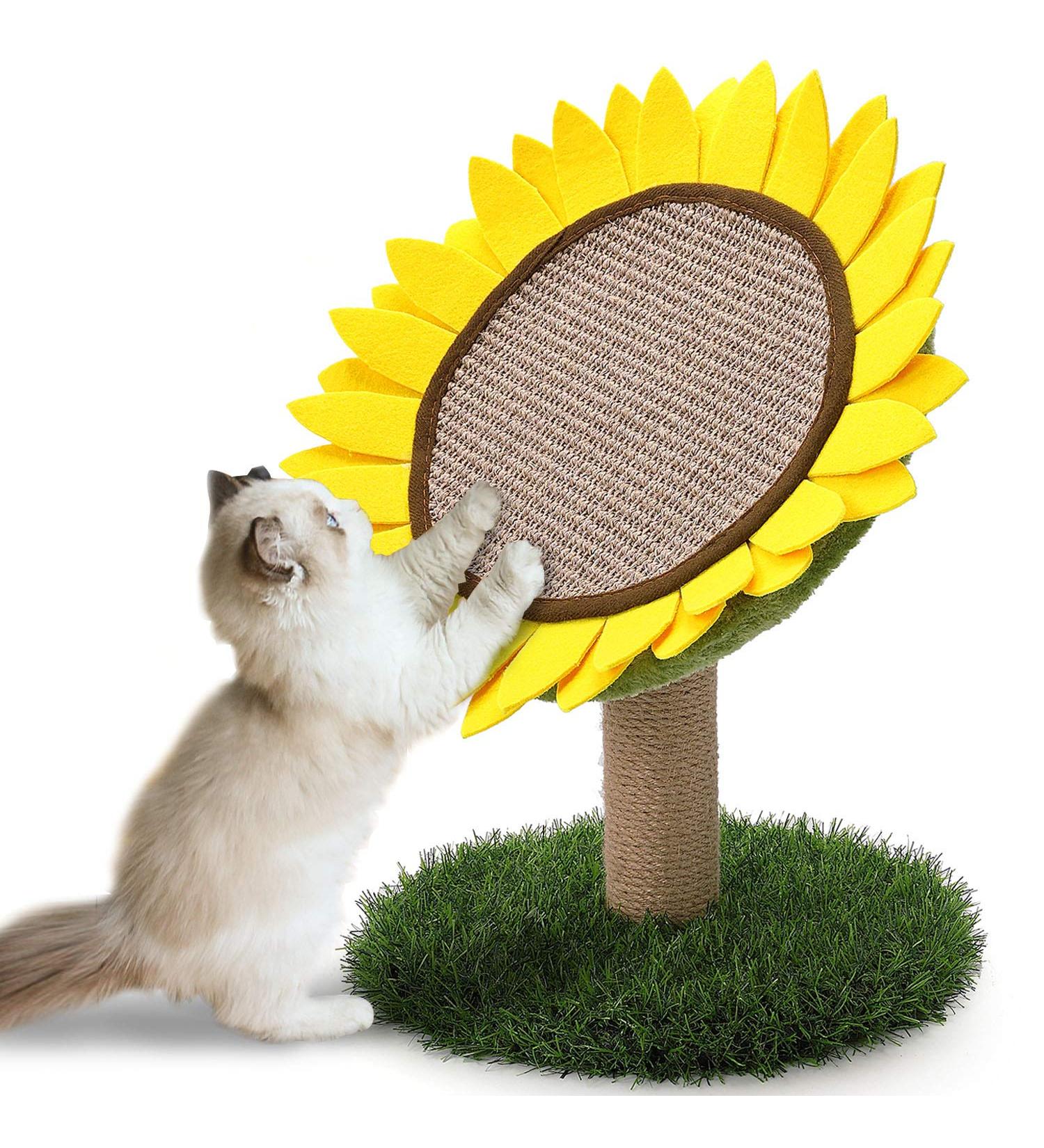 Sunflower Cat Scratching Post - Interactive Sisal Scratcher Board for Kitten & Cat | 18x12 Inch - Buy Online on GoSupps.com