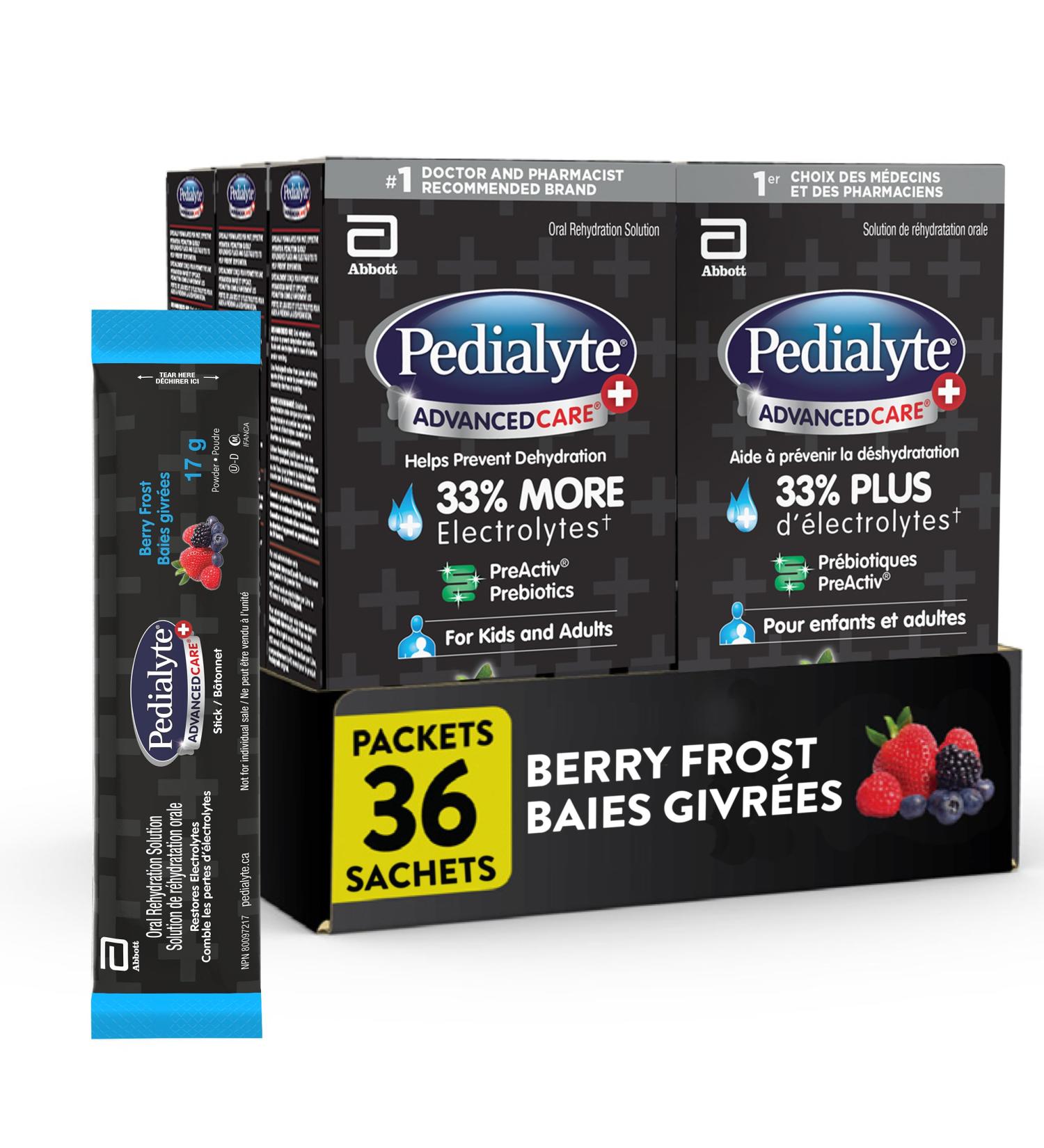 Pedialyte AdvancedCare Plus Electrolyte Powder Sticks Value Pack Electrolytes For Dehydration Electrolyte Powder Packets Berry Frost 36x17g - Buy Online on GoSupps.com