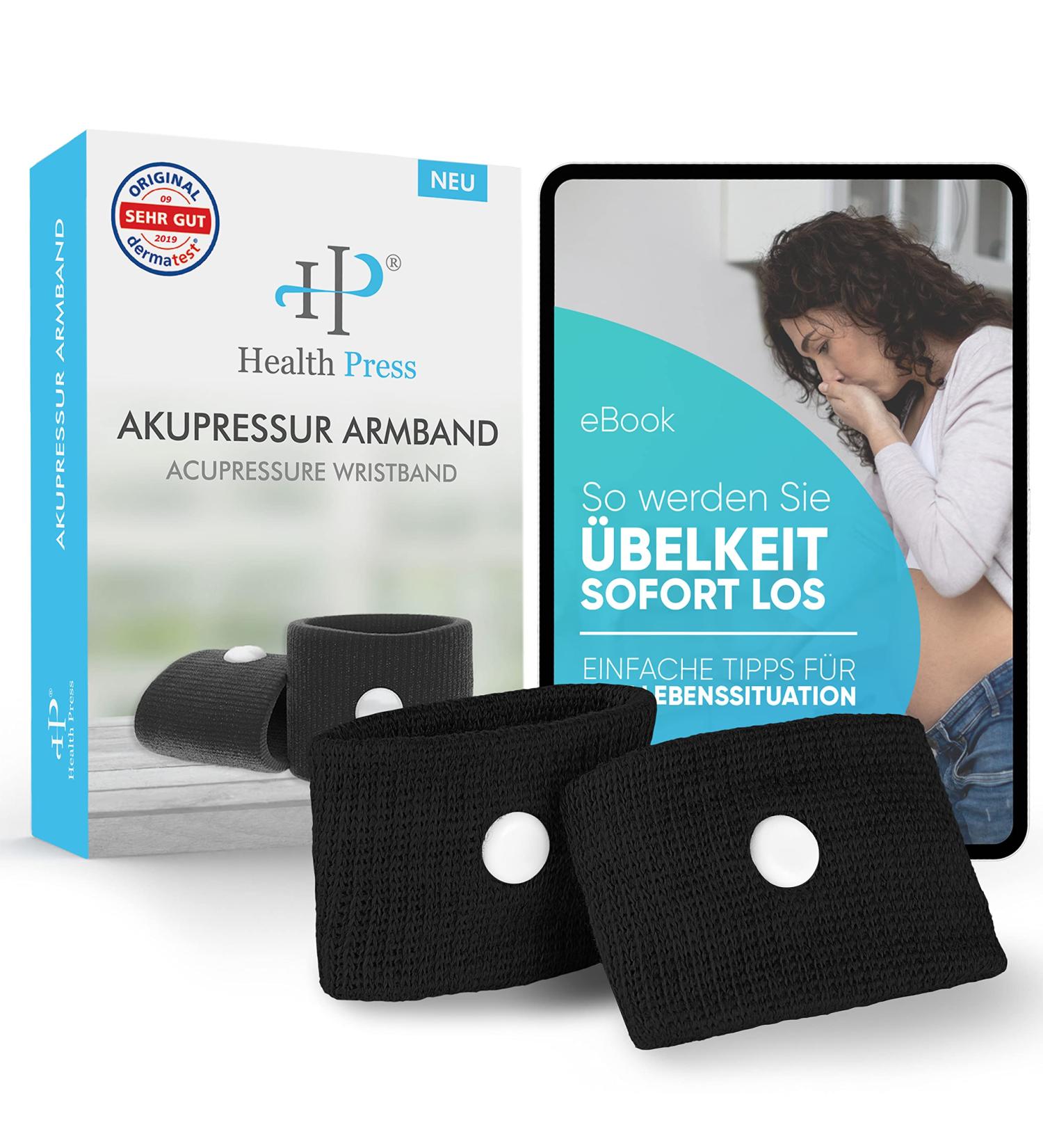 Acupressure Bracelet for Nausea Relief - Black | Perfect for Pregnancy Travel & Seasickness | Includes Free E-book! - Buy Online on GoSupps.com