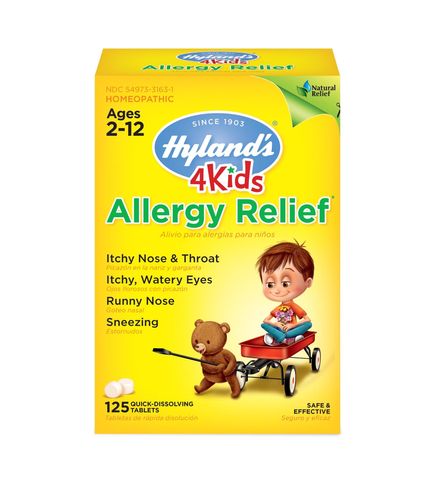 Hyland's 4 Kids Allergy Relief Tablets - Natural Safe Allergy Medicine for Children, 125 Count - Buy Online on GoSupps.com