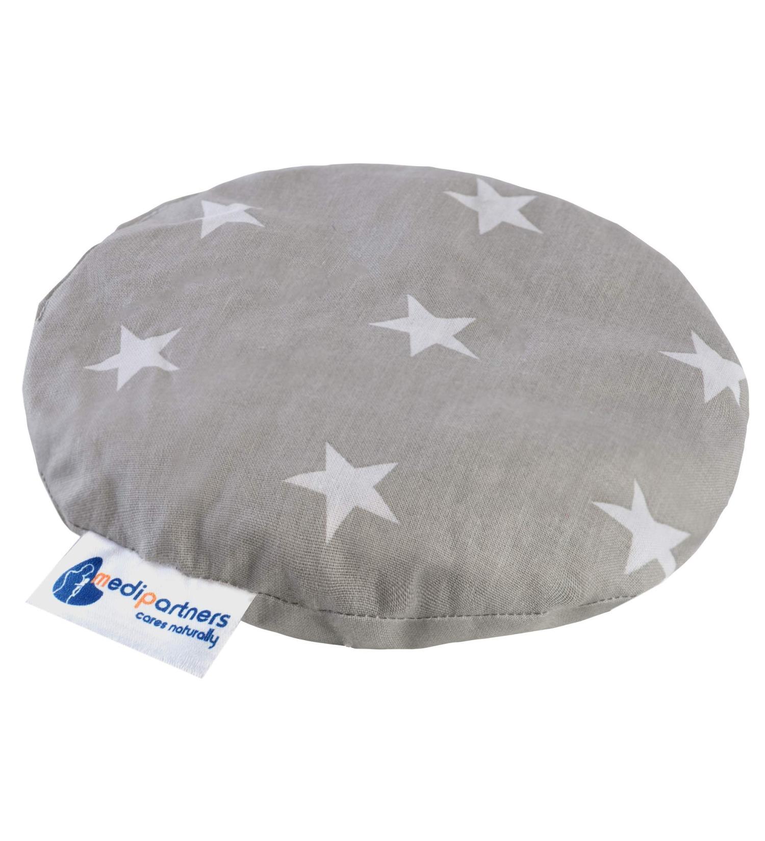 Medi Partners Cherry Core Pillow - Warm & Cold Therapy for Babies | 100% Cotton Massage Pillow (15cm) - Soft White Stars with Gray Design - Buy Online on GoSupps.com