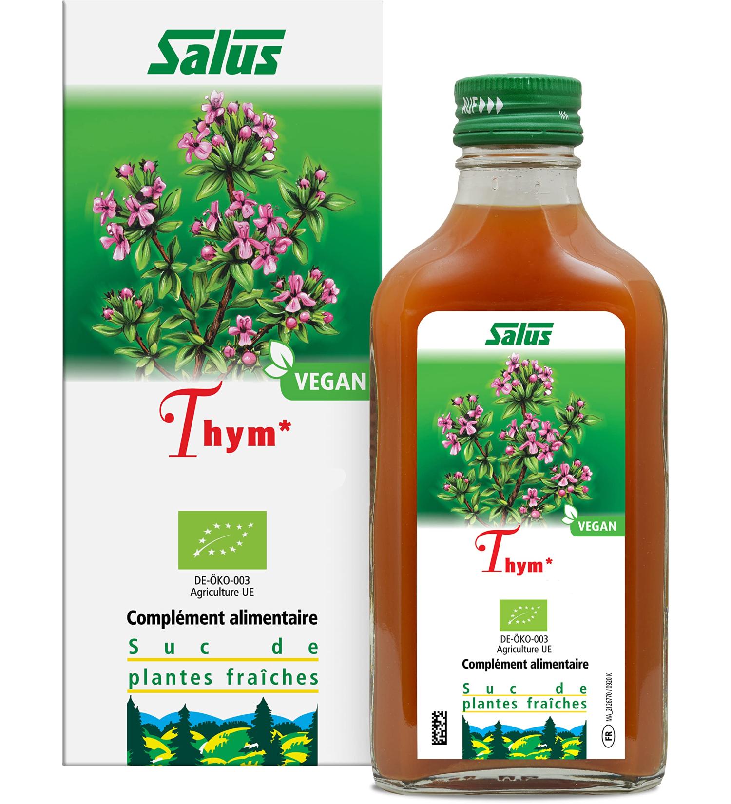 Salus Organic Thyme Food Supplement Based on Organic Thyme Juice Upper Respiratory Tract and Contributes to Physical Well-being Vegan 200 ml - Buy Online on GoSupps.com