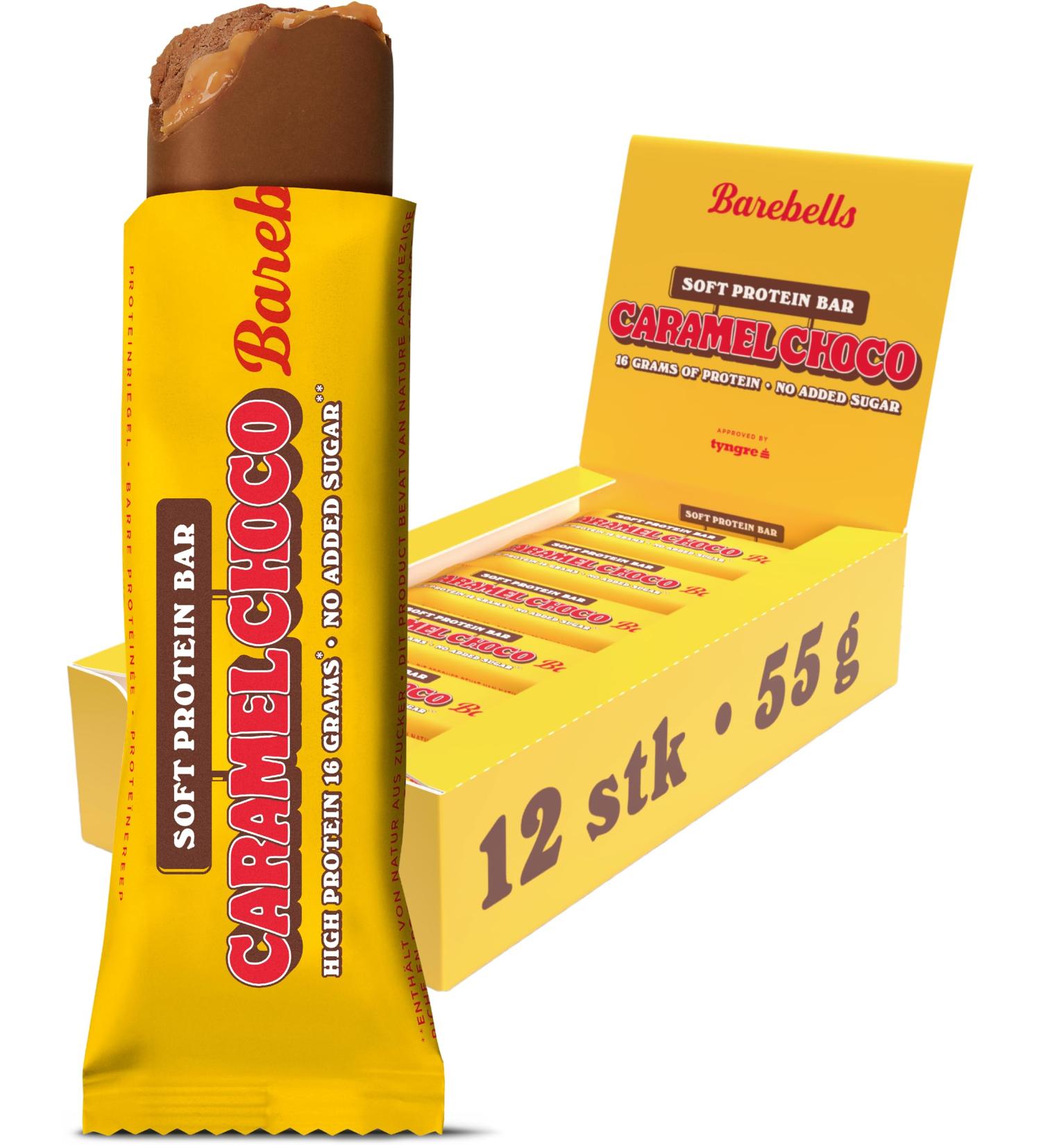 Shop Barebell's Delicious Soft Protein Bar - 16g Protein Sugar-Free No Palm Oil - Caramel Choco Flavor 12 x 55g - International Shipping Available! - Buy Online on GoSupps.com
