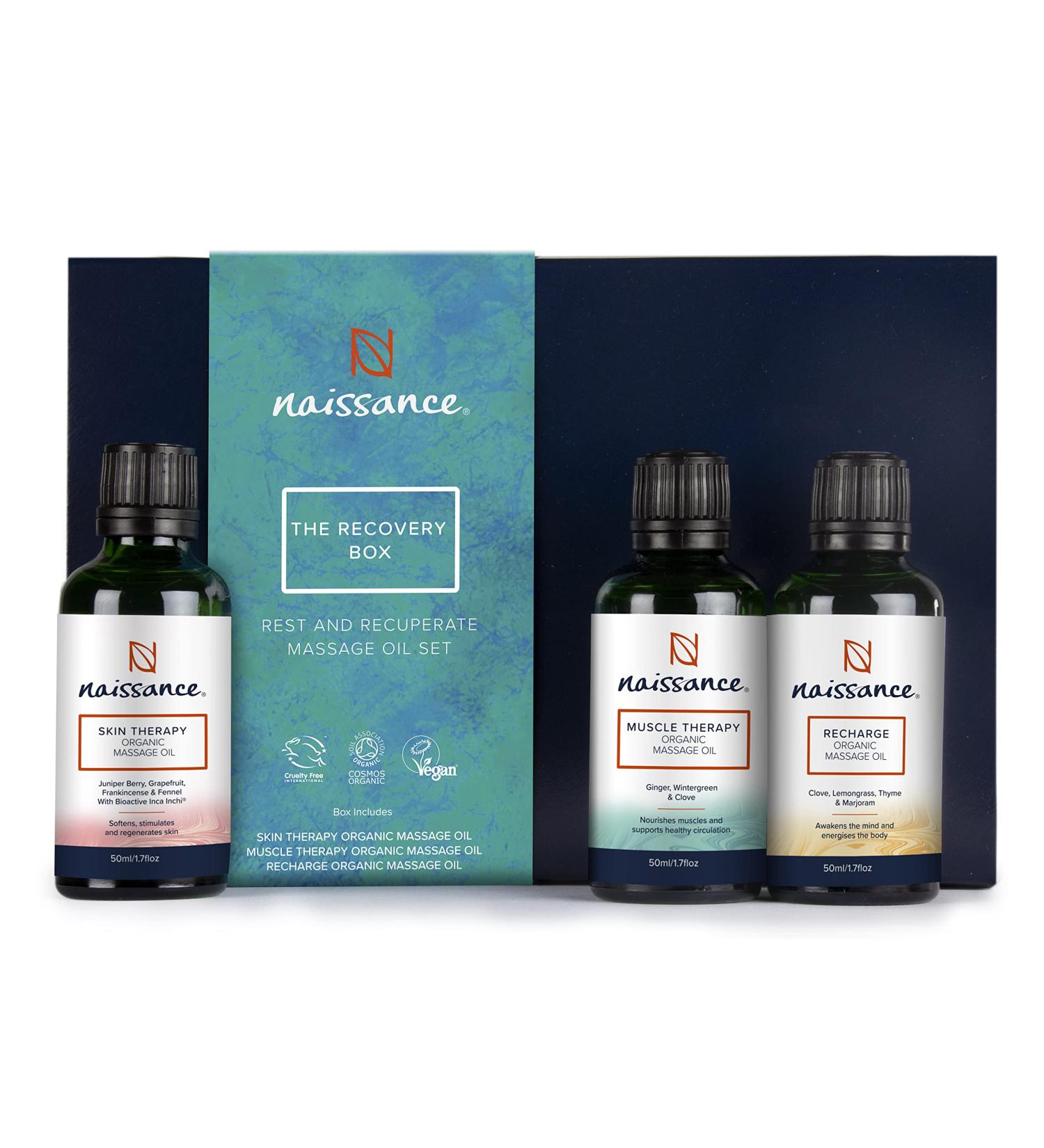 Naissance Recovery Box Gift Set | Organic Vegan Massage Oils for Sports Therapy & Joint Relief - Buy Online on GoSupps.com