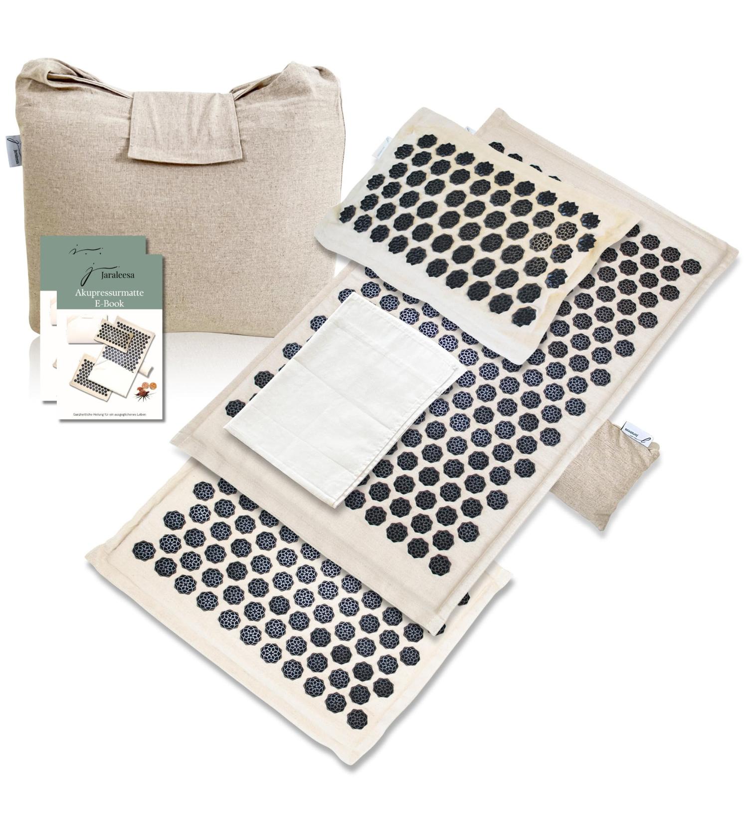 Jaraleesa XL Premium AkuPressurmatte - Acupressure Mat with Pillows for Back & Neck Pain Relief | Includes Carrying Bag & Foot Fakirmatt for Ultimate Muscle Relaxation - Buy Online on GoSupps.com