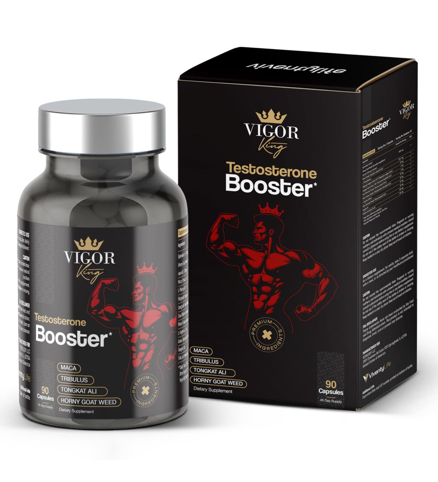 ViventyLife Testosterone Booster Supplement for Men - Horny Goat Weed Tongkat Ali L-Arginine + More - Workout Build Muscle Strength Energy & Performance 90 Capsules - Buy Online on GoSupps.com