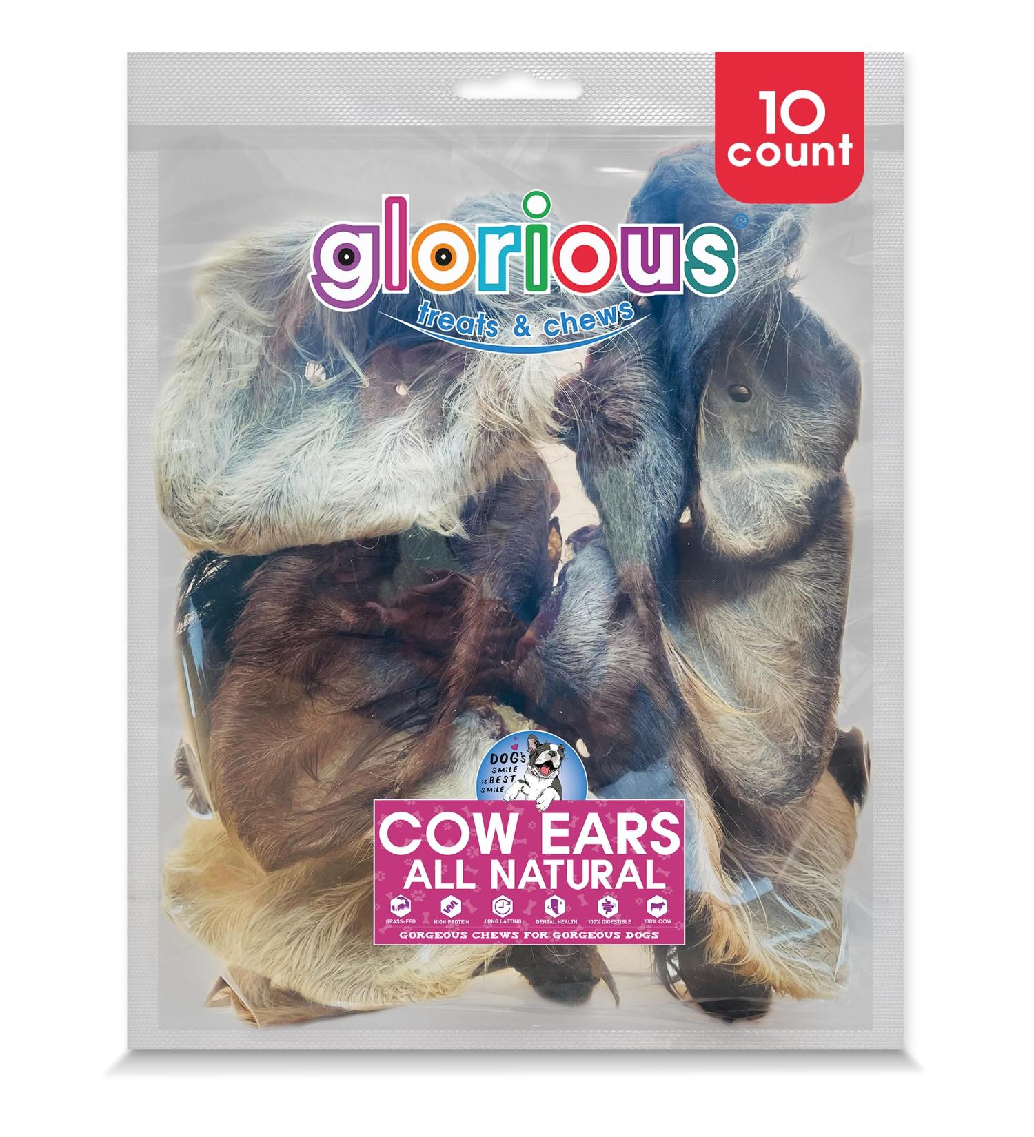 Premium Natural Dog Chews: Single Ingredient Cow Ears with Hair - High Protein Nutritious & Delicious - Long-Lasting Health-Boosting Alternative to Pig Ears - Suitable for Dogs 10 count - Buy Online on GoSupps.com