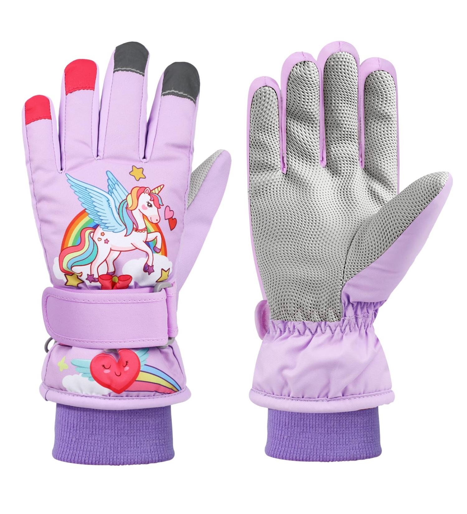 QKURT Children's Skiing Gloves | Thick Warm Winter Gloves for Ages 2-13 | Windproof Snow-Feds | Cold Weather Gear in Violet - Buy Online on GoSupps.com