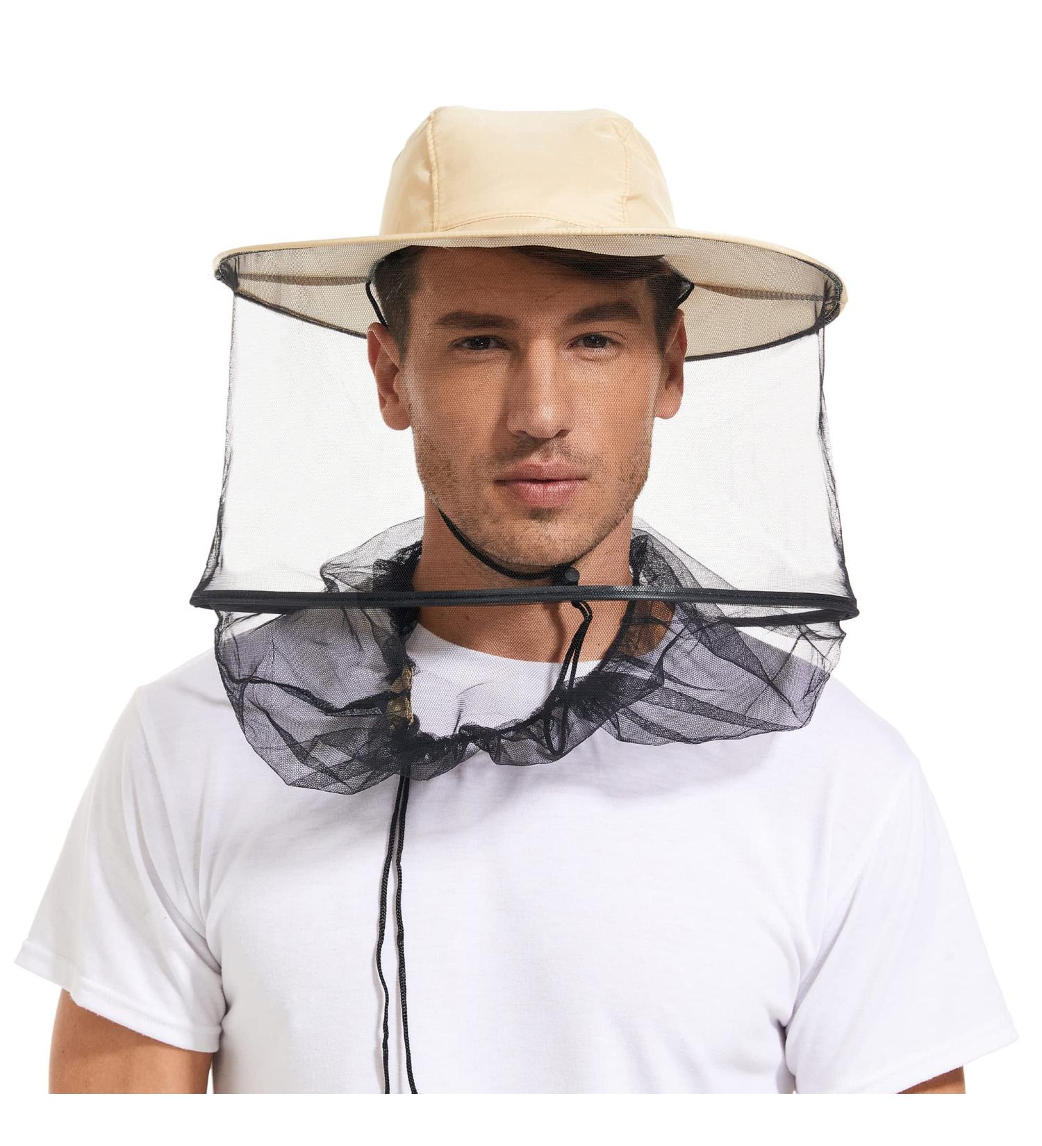 UPF 50+ Sun Protection Mosquito Head Net Hat for Beekeeping & Hiking - Beige 7 1/2 - Buy Online on GoSupps.com