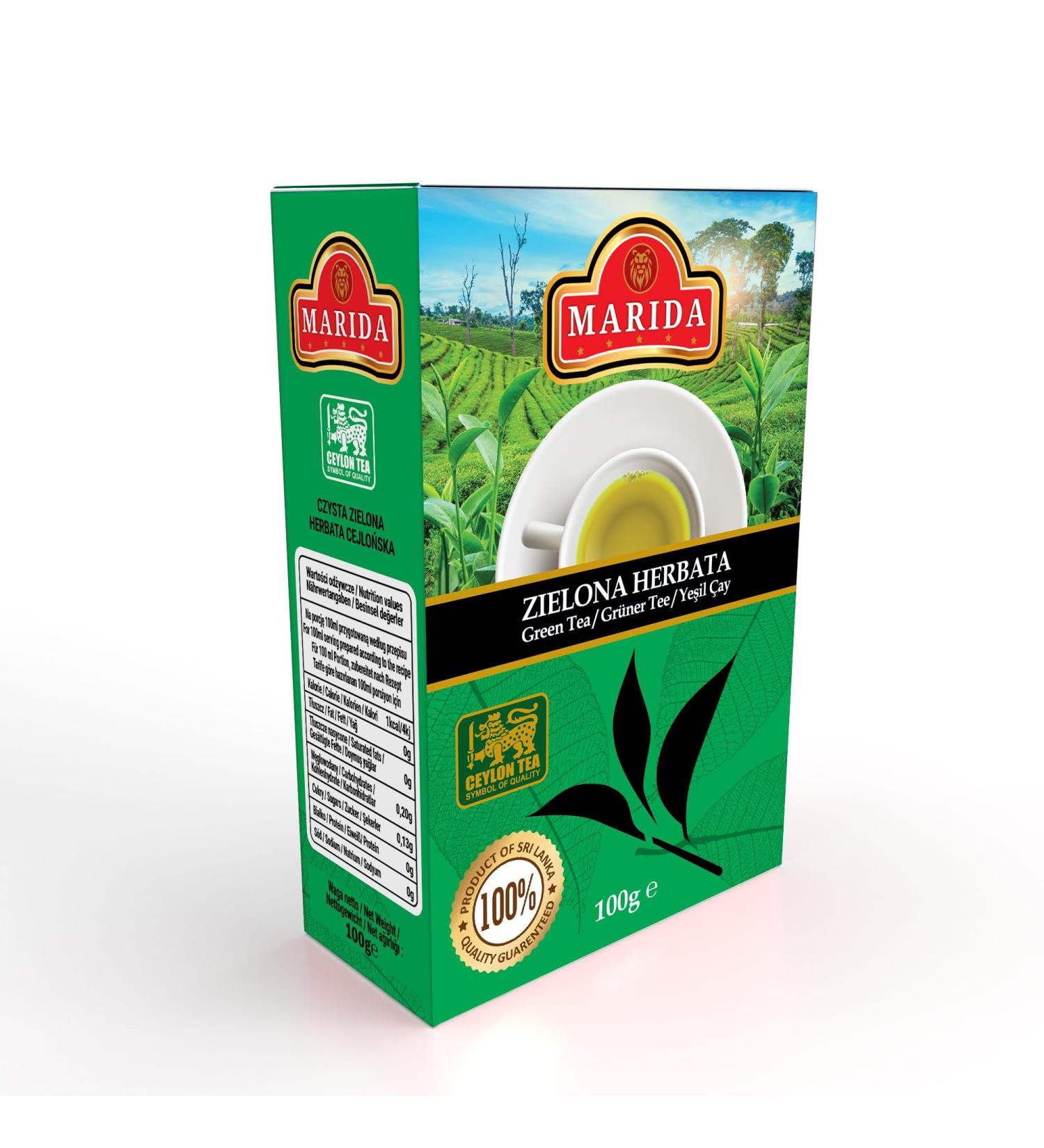 Marida Marida Green Leaf Tea - Pure Naturally Aromatic Tea - Selected Leaves - Ideal for Every Day - 100g - 1 Piece