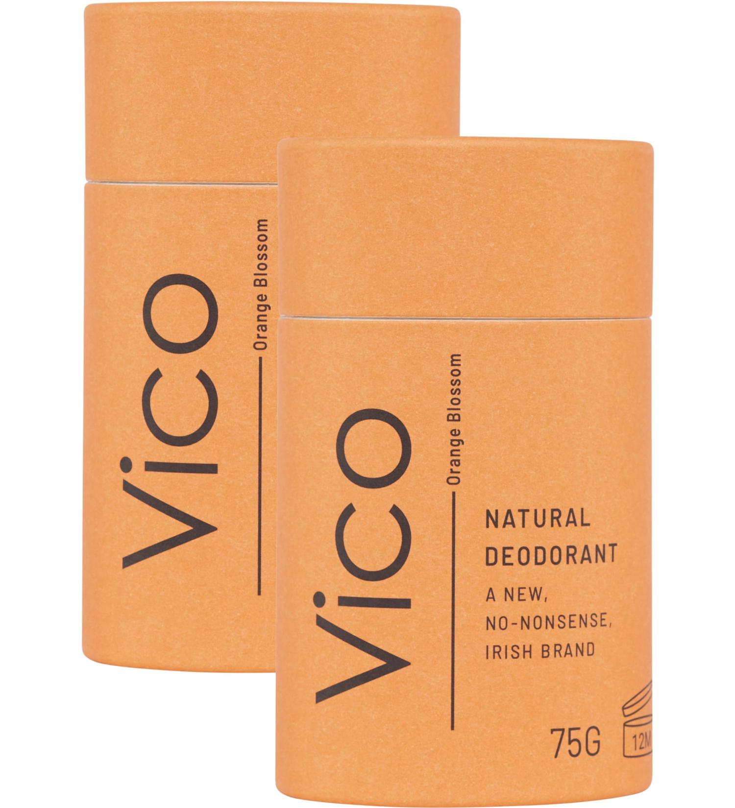 Vico Natural Plastic Free Deodorant Stick 2.65 Oz Orange Blossom (2-Pack) - Effective Odor Protection Plastic Free Vegan Cruelty Free Unisex Men Women Orange Blossom 2 Pack
