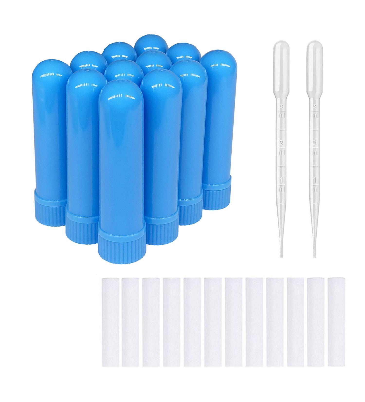 Zison 12 Blue Essential Oil Aromatherapy Nasal Inhaler Sticks (12 Sets) + 2 Droppers - Buy Online on GoSupps.com