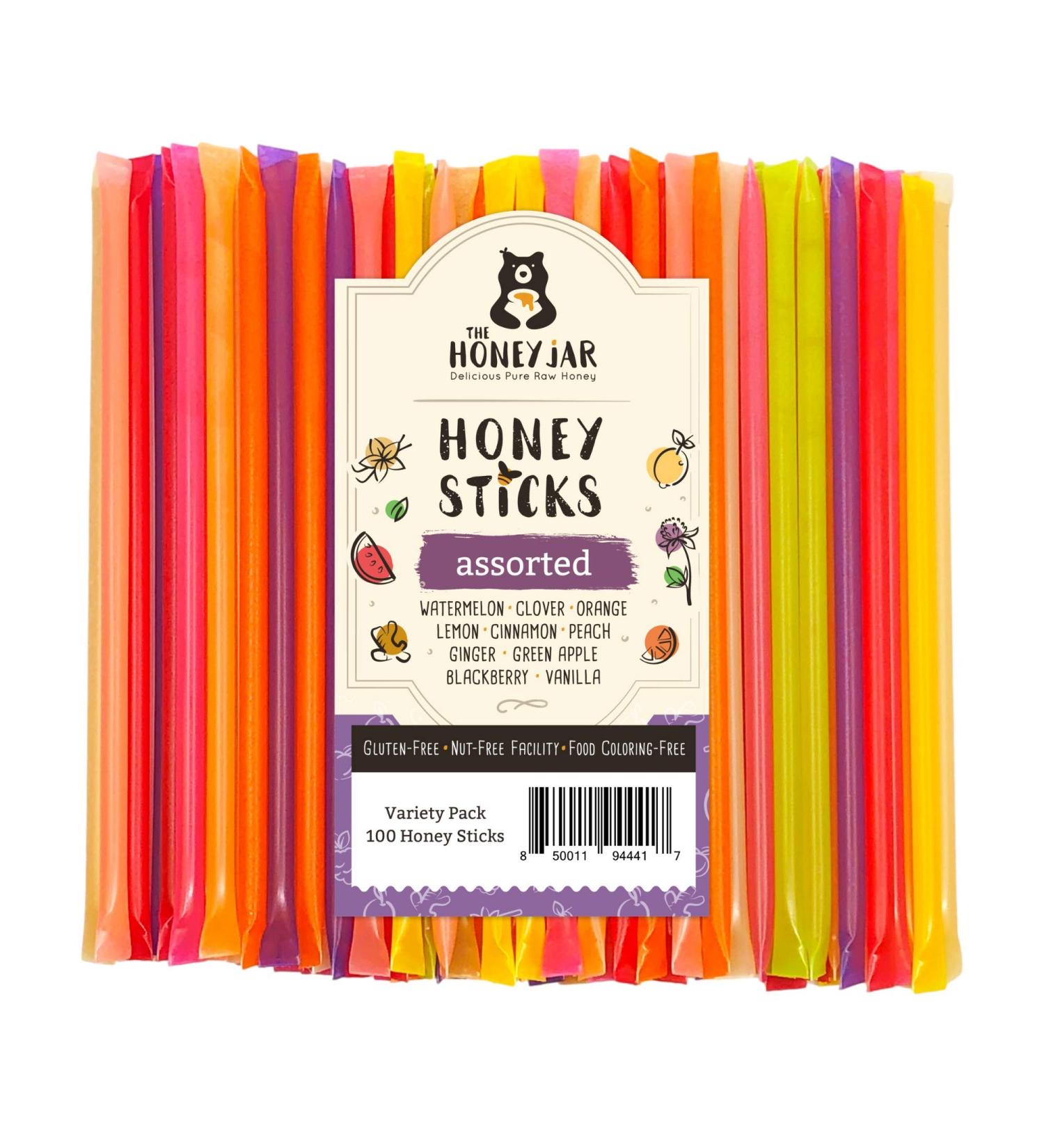 Honey Jar Variety Pack Raw Honey Sticks - 100 Count Pure Honey Straws for Tea, Coffee, or Treats - Made in the USA with Real Honey - Buy Online on GoSupps.com