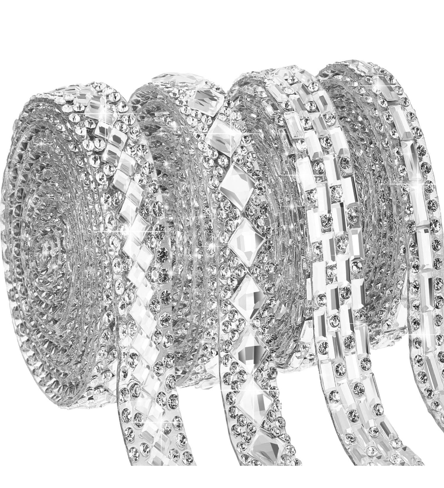 4 Yards Self Adhesive Rhinestone Ribbons - Crystal Diamond Roll for Crafts & Decorations - Buy Online on GoSupps.com